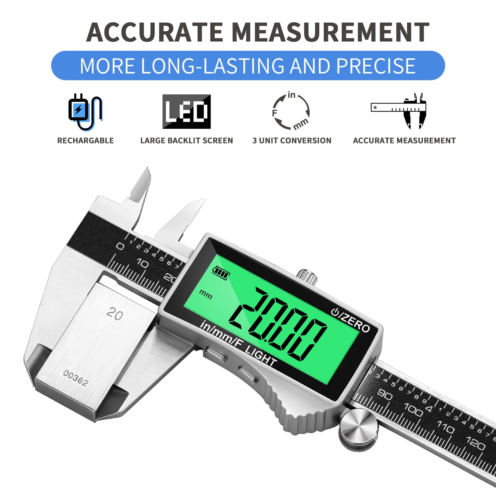 Digital Caliper - Rechargeable Measuring Tool -6