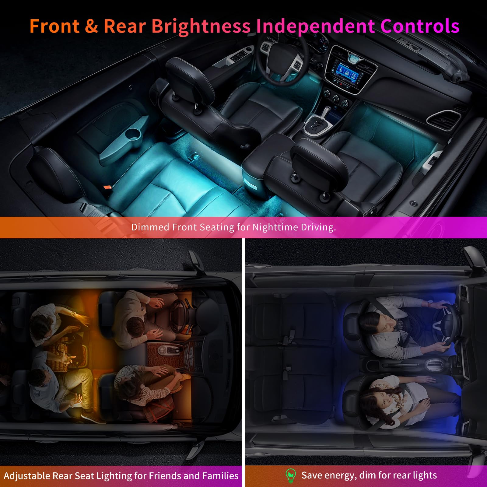 ATOTO CI-FLT01 Éclairage Intérieur de Voiture, pour A5LG2A7T-S01, Autoradio 2 Din Android, 7" Écran Tactile Récepteurs multimédia, CarPlay et Android Auto sans Fil, Connexion WiFi/Bluetooth/USB