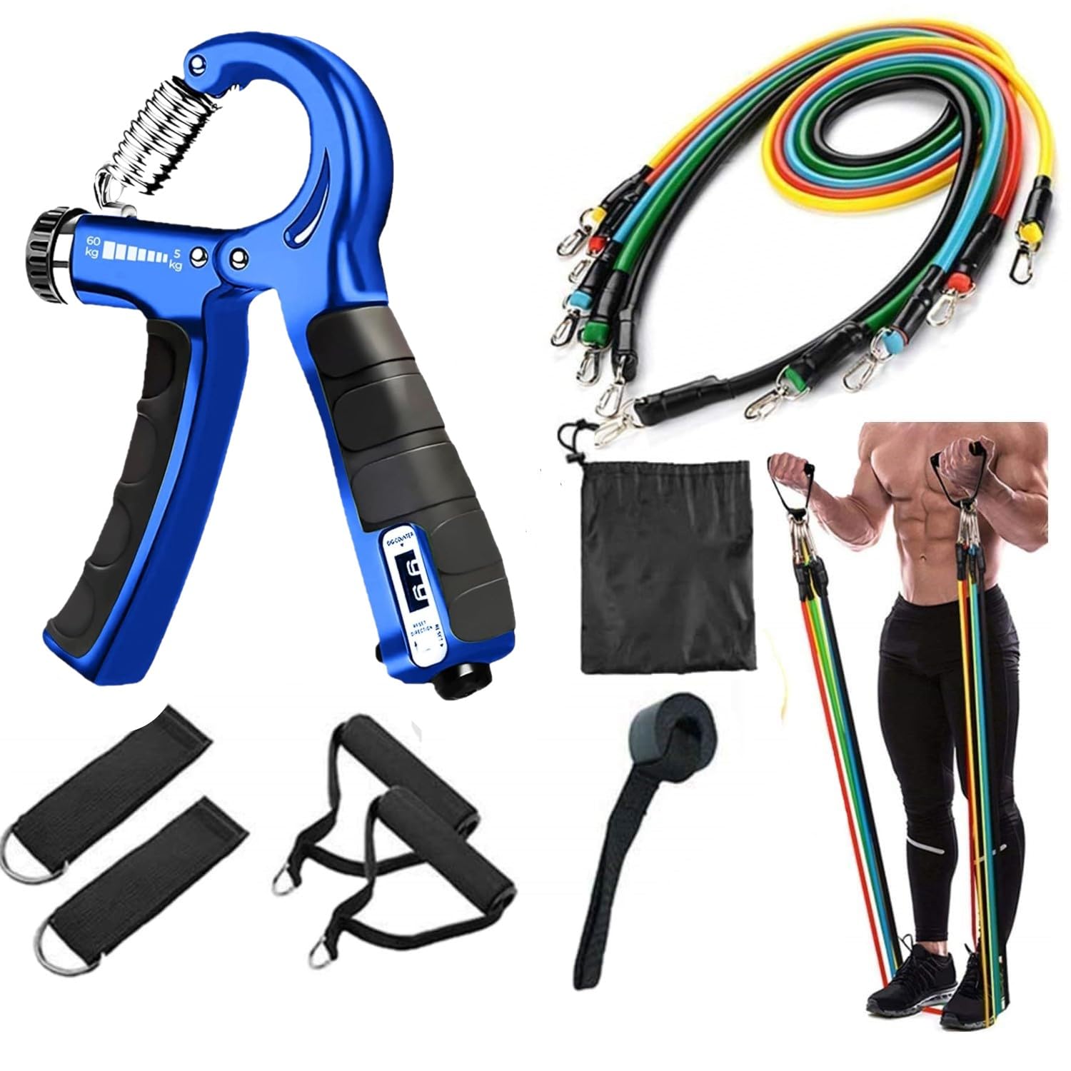 ODDISH; way to fitness Nylon Hand Grip Counter And Non Counter With 11 In One Resistance Band Combo Pack For Man And Women (Multicolor) (B0CLJ6RSLB) Amazon Price History, Amazon Price Tracker
