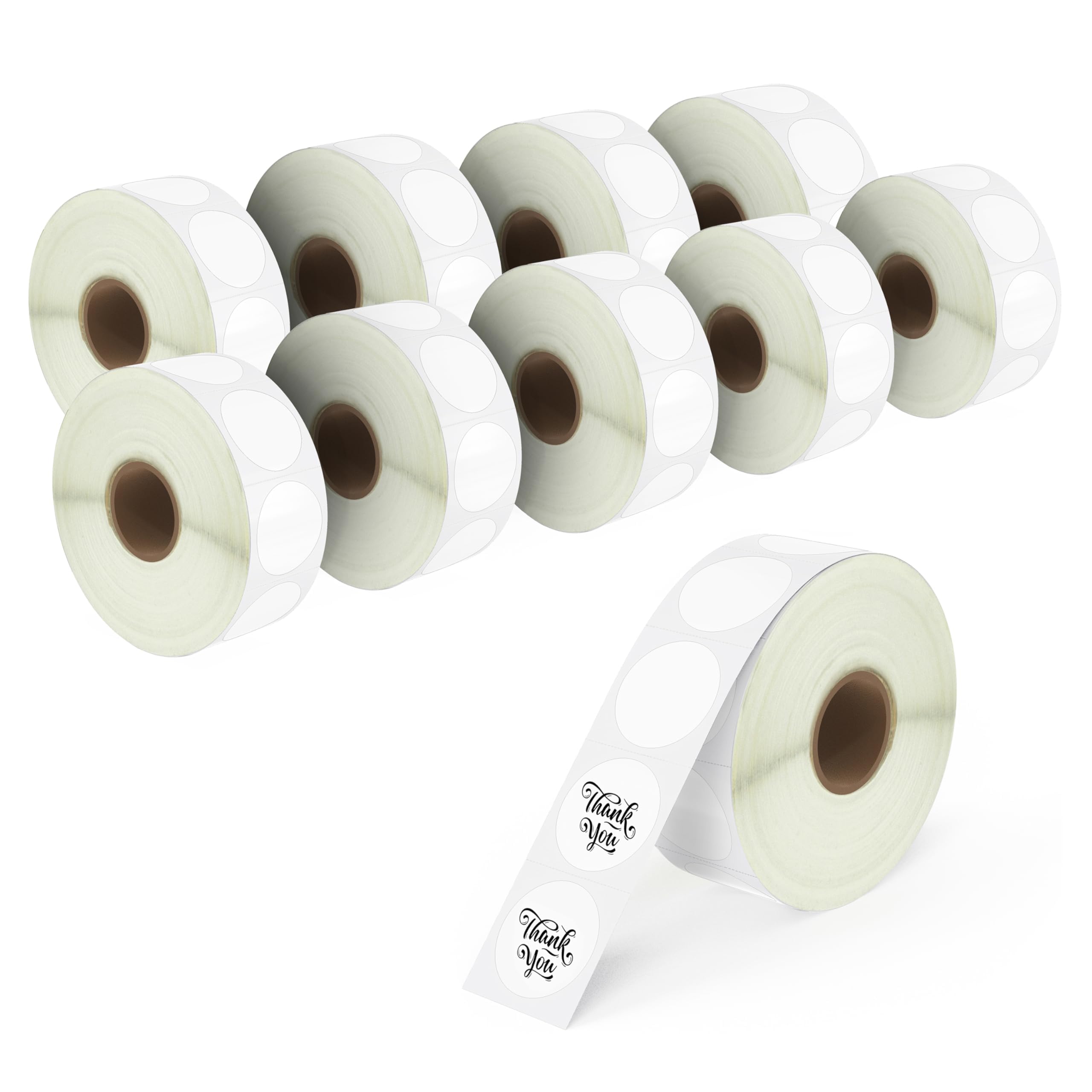 BETCKEY - 25mm Circle Thermal Stickers, Self-Adhesive Round Direct Thermal Labels, Compatible with Zebra & More Label Printer, Perforated [10 Rolls, 13800 Labels]