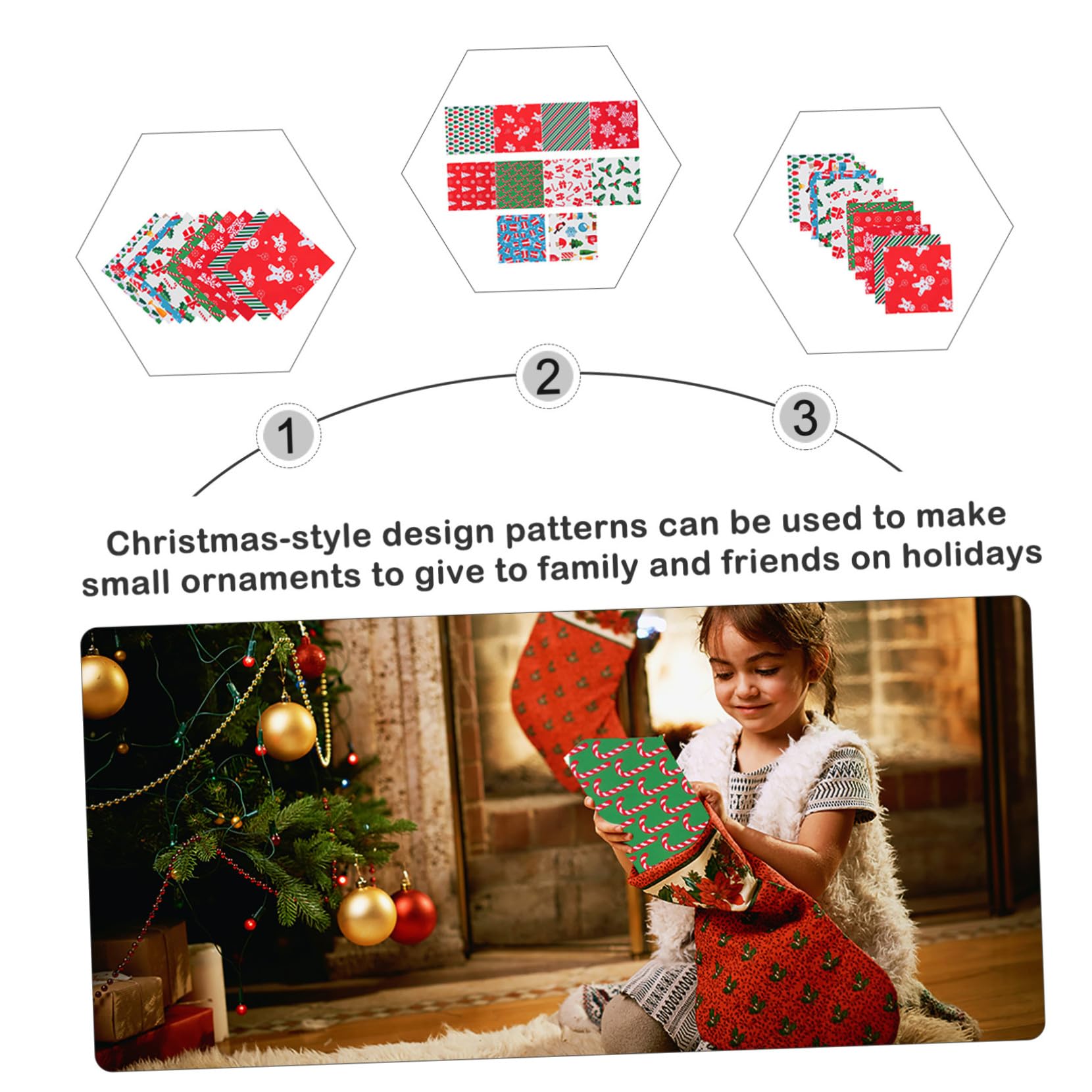 HAPINARY Beautiful Christmas Patchwork Cotton Fabric 40pcs Christmas Quilt Fabric Square Printed for DIY Crafts