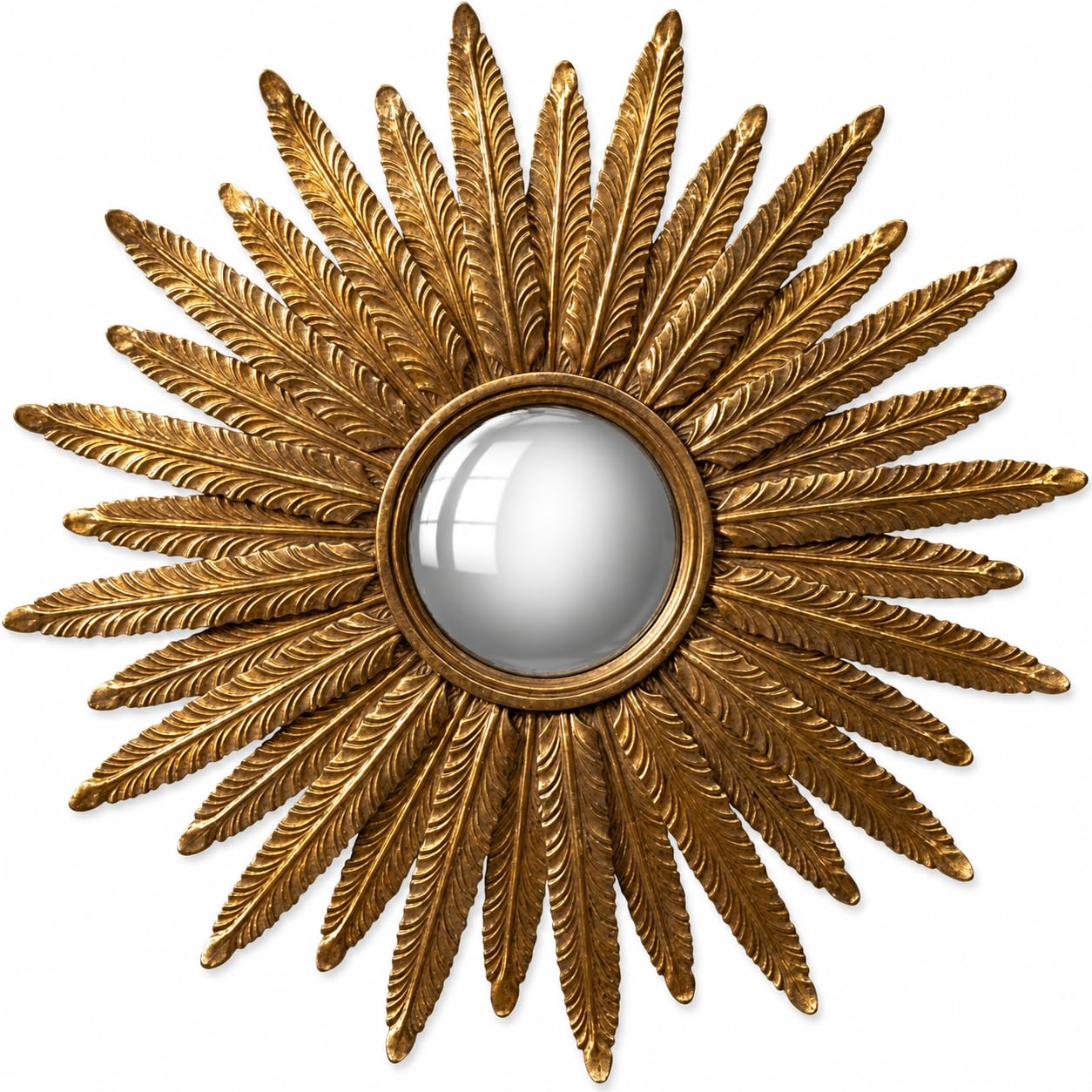 chehoma Miroir sorcière Miroir Convexe Orné de délicates Plumes d'or. Belle Fabrication Diamètre 37,80 cm