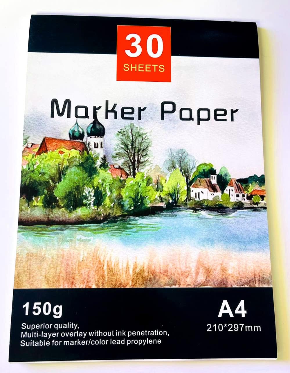 PREMIFY 30 Sheets A4 Smooth Texture Marker Pad, 150GSM Marker Pad Sketch Book for Painting - Drawing - Pencils, Pens & Markers Sketch Pad Top Glued Sketchpad