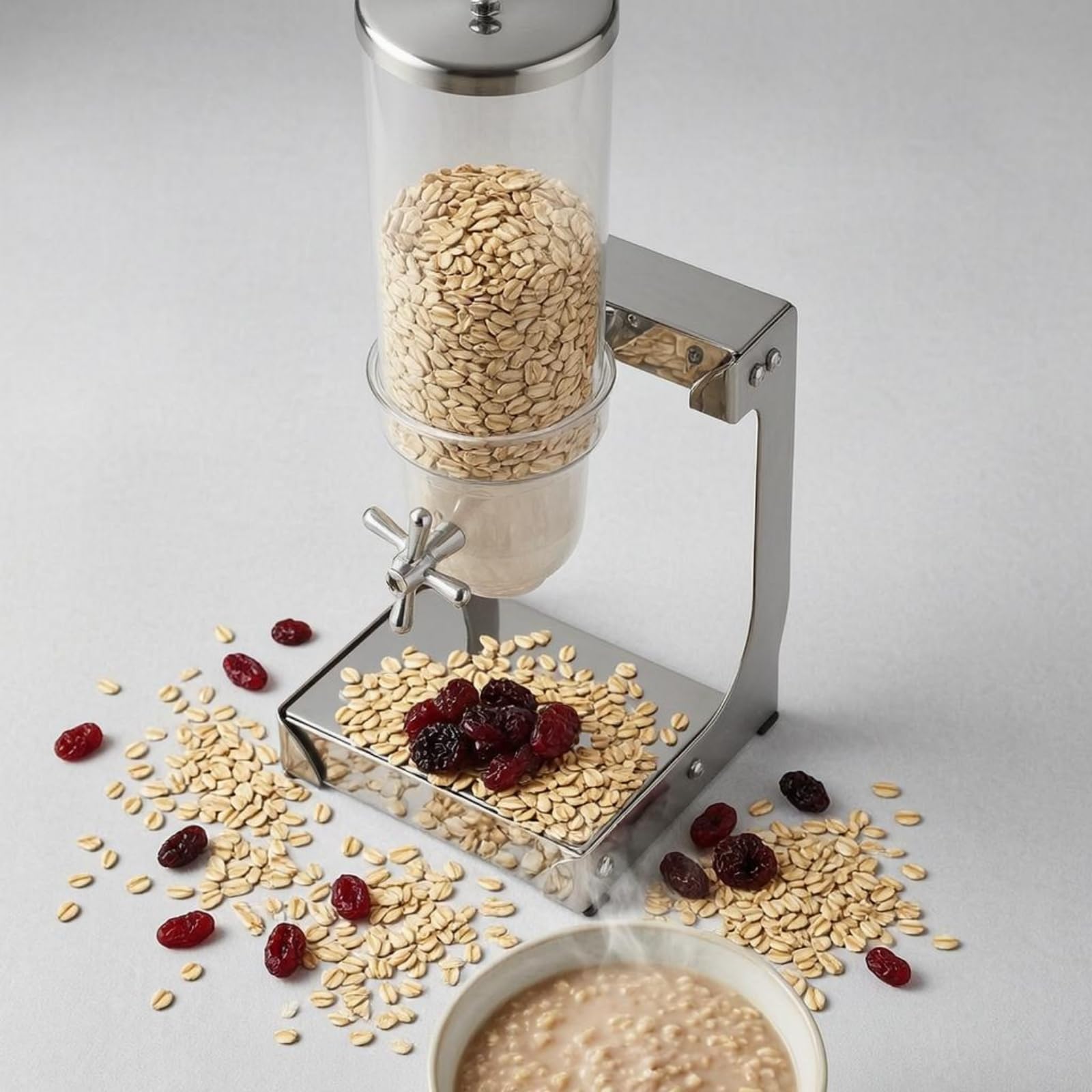Qianly Máquina Dispensadora Granos Cilíndrico Dispensador Cereal Transparente Base Rectangular Dosificador Granos, 7L Doble Cabezal