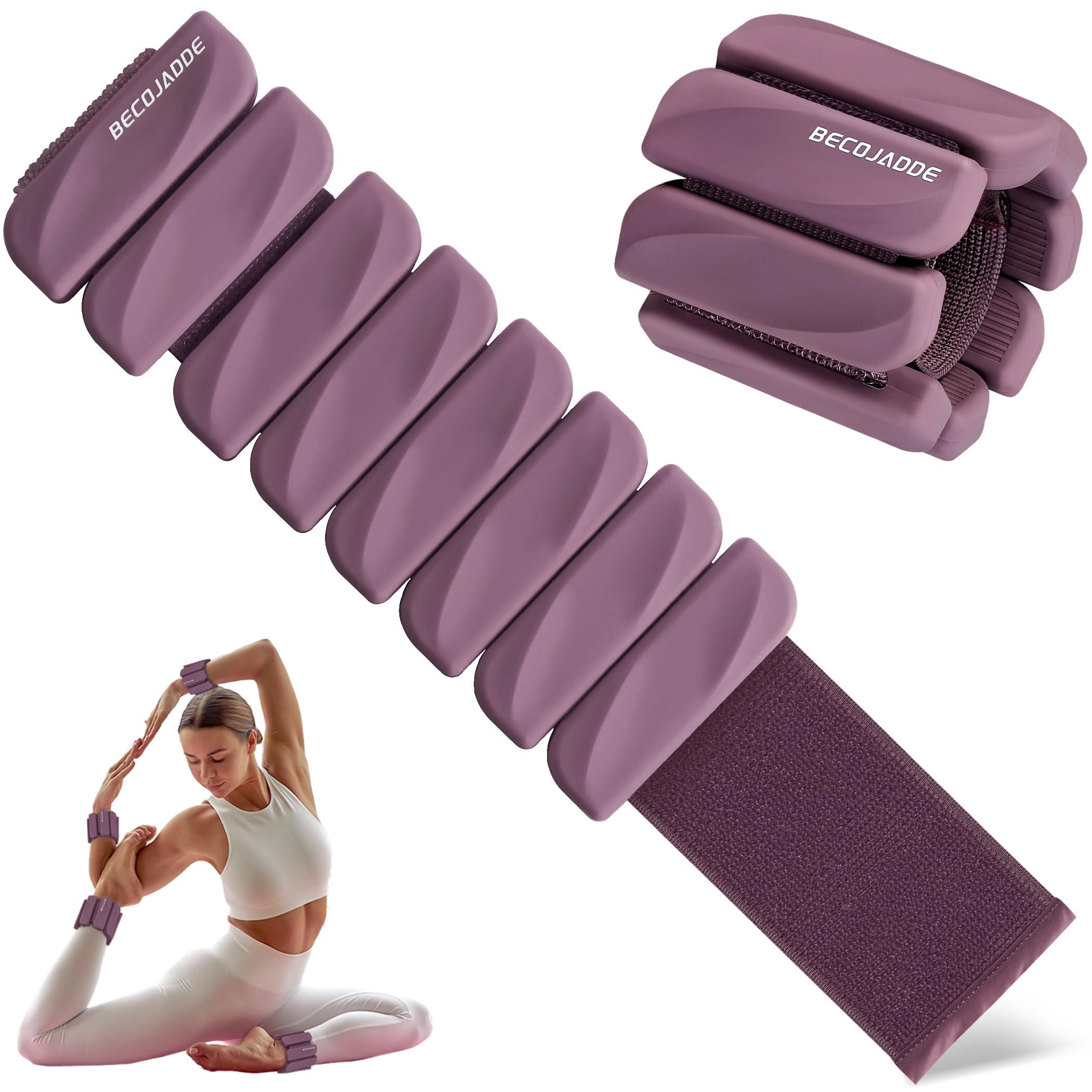 BECOJADDE Gewichtsmanschetten fuß 0.45 KG / 0.9 KG Je Gewichte für Beine und Arme Set 2 Ankle Weights Handgelenk Gewichte Knöchelgewichte Fussgewichte für Laufen Joggen Cardio Aerobic Krafttraining