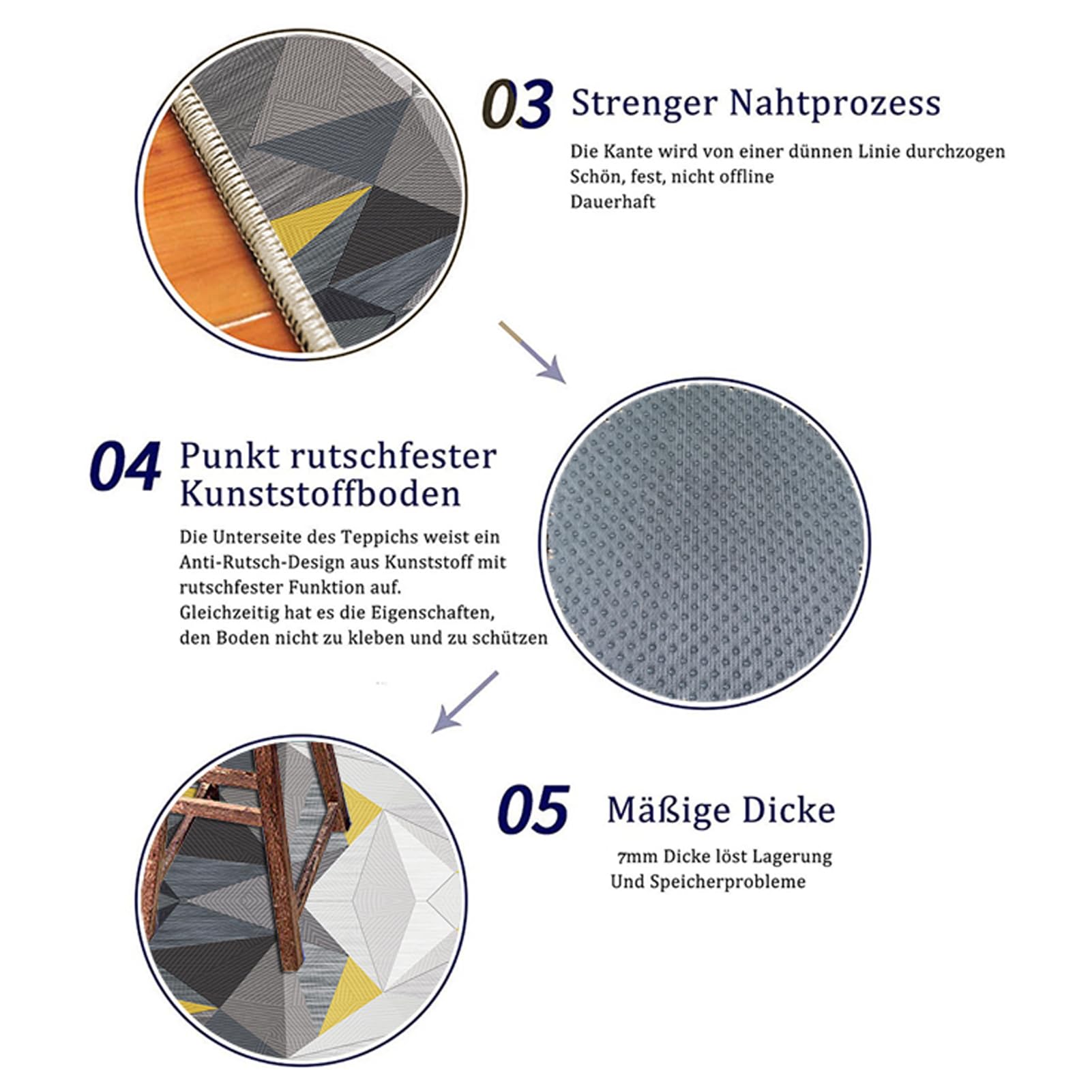 Teppichmatten 50X200CM rutschfest Läufer Teppich Lang Flur Grau Gelb Küchenmatten Küchenläufer Korridor Teppichläufer Waschbar Meterware Küchen Teppich Wohnzimmer Esszimmer