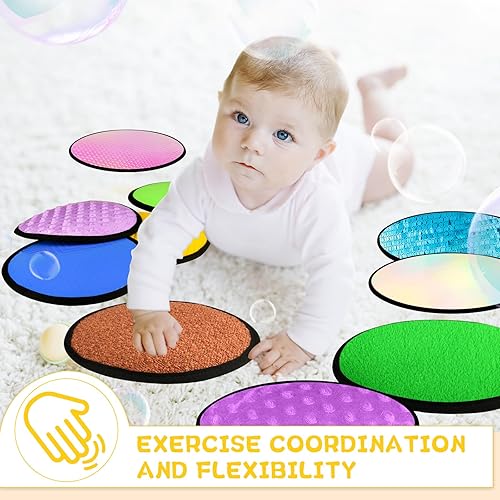 Miniatura 6 de Bouiexye 10 juegos de tapetes sensoriales para niños autistas, azulejos sensoriales texturizados, juguetes sensoriales para bebés y niños pequeños