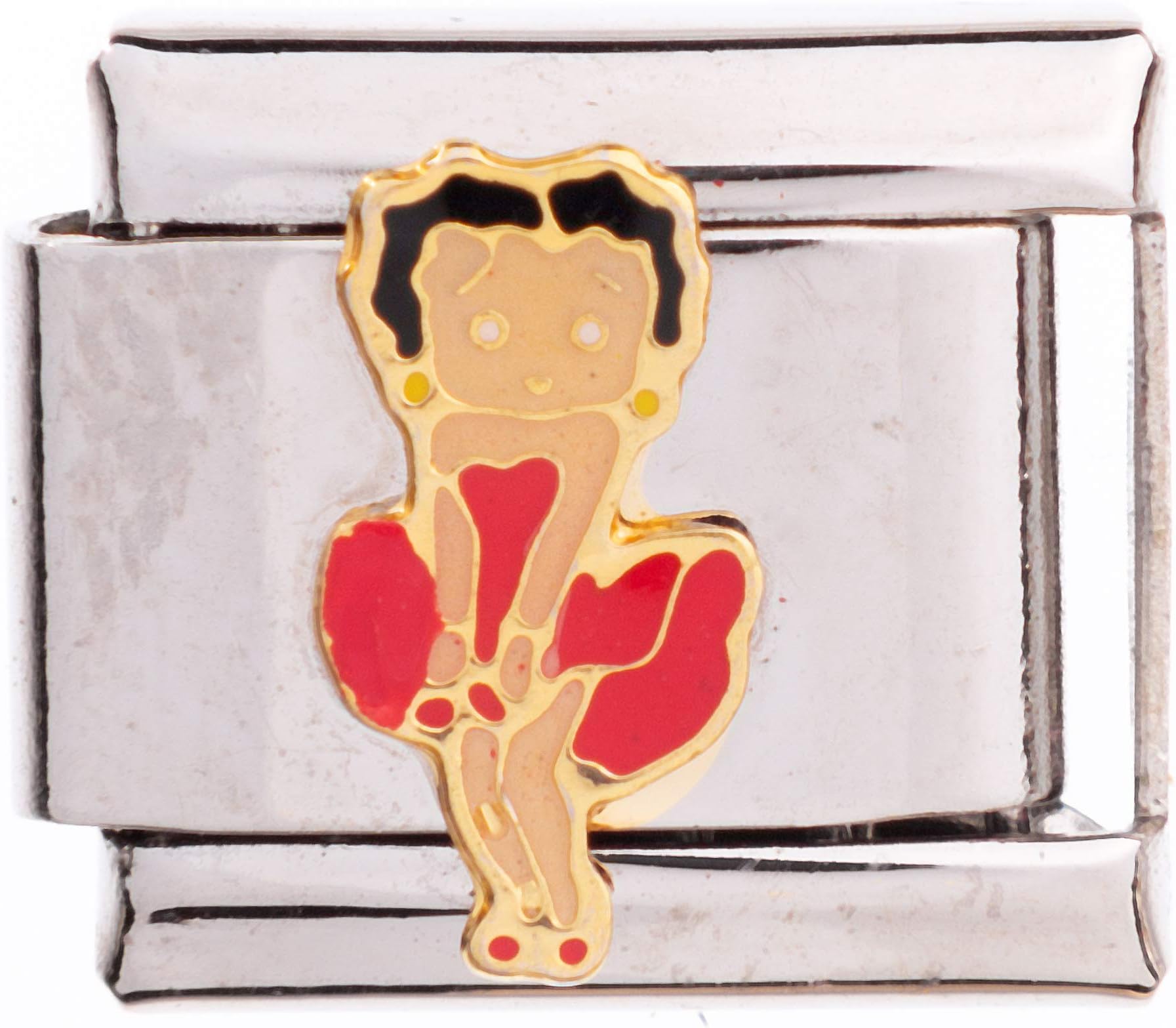 University GiftsItalian European Friendship Bracelet Charms 9 mm Betty Boop Red Dress