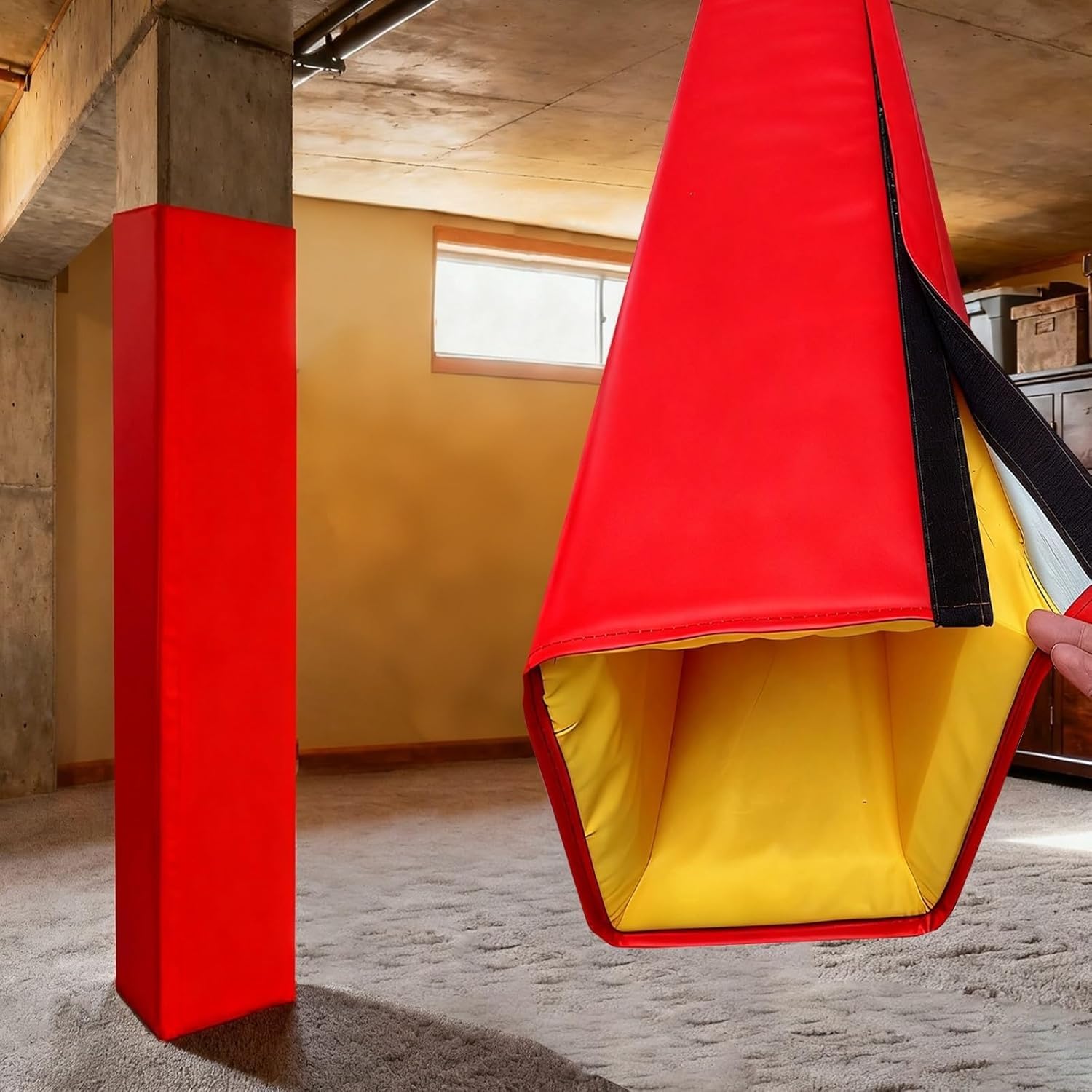 Playground - Acolchado para poste cuadrado, almohadillas protectoras envolventes resistentes a los impactos para sótano, gimnasio, garaje, bastones de baloncesto, 4 pies 6 pies 7 pies de altura