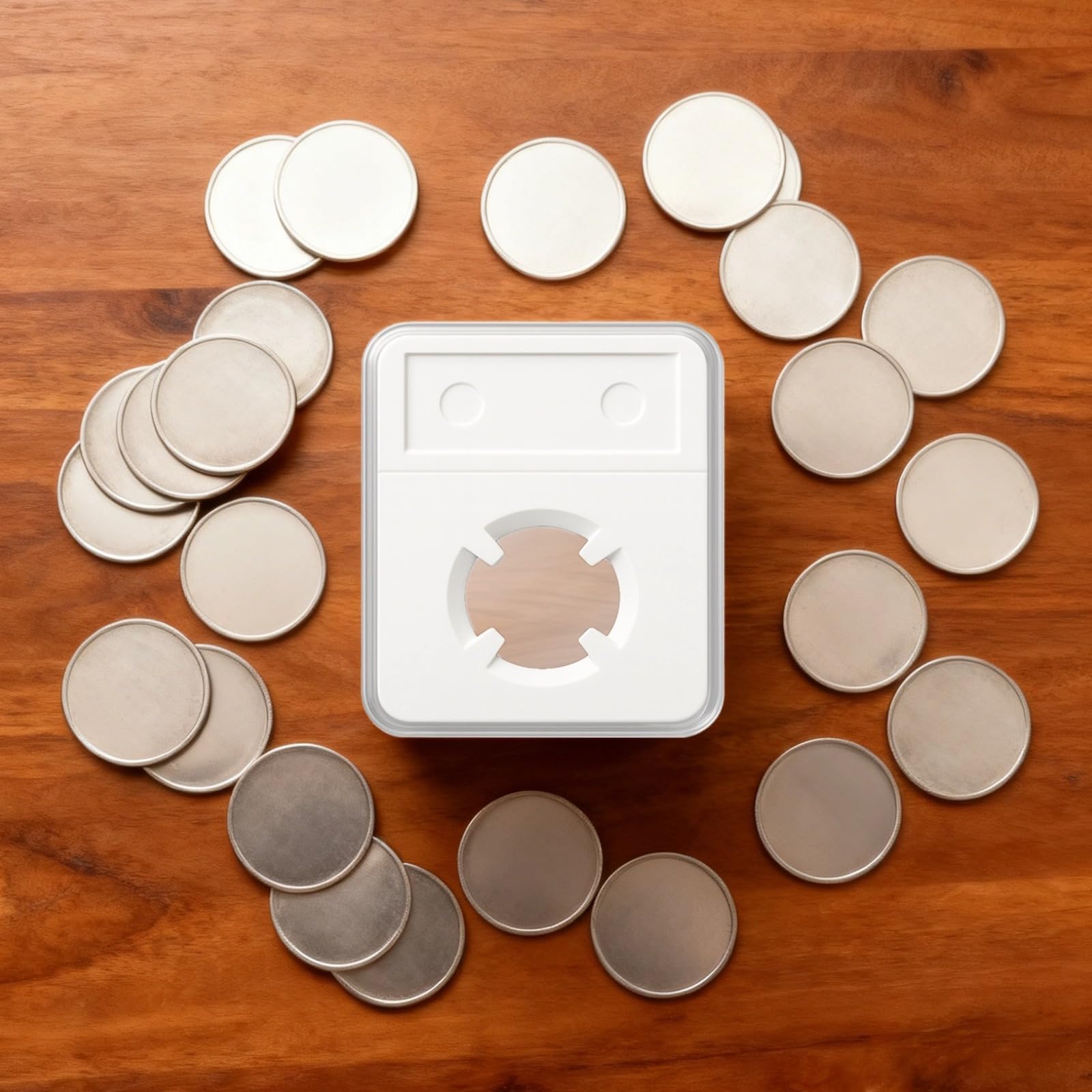 20 portamonete, 8,4 x 5,9 cm, in plastica trasparente, organizer per monete, espositore per monete singole con fissaggio a quattro punti per monete