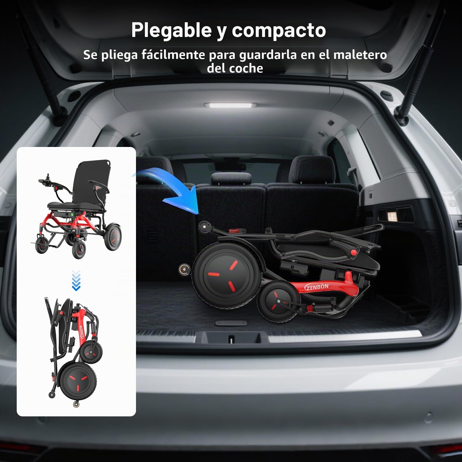 Silla de ruedas eléctrica de carbono plegable ligera 14,5 kg: 25 km Silla de ruedas eléctrica plegable para personas mayores de hasta 150 kg