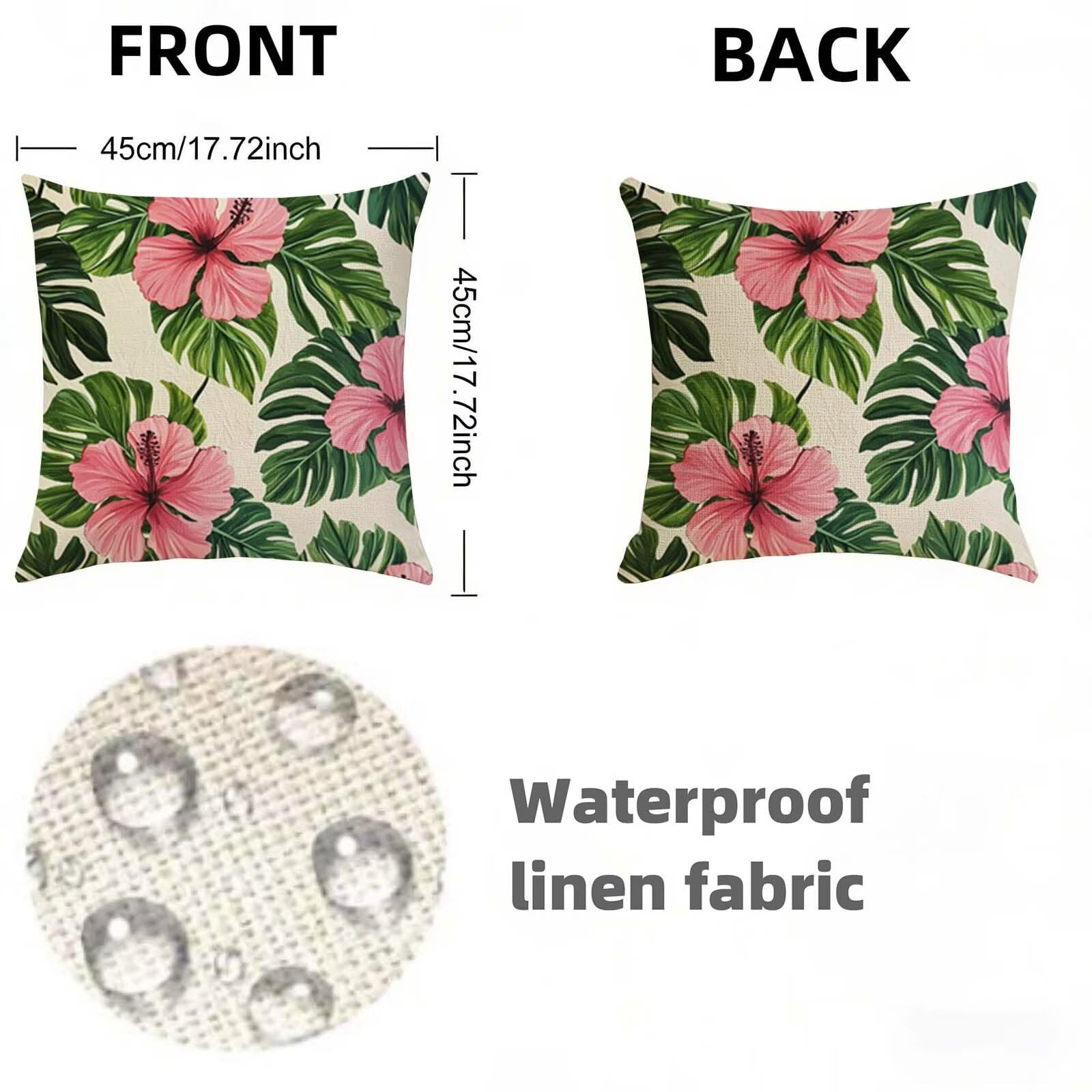 Juego de 2 Funda Cojin 80x80CM Planta, Cuadrada Impermeable Fundas Cojines Flor Lino Impresión a Doble Cara con Cremallera Oculta, Apto para Todas las Estaciones Funda Almohada para Sofá o Salón X-347