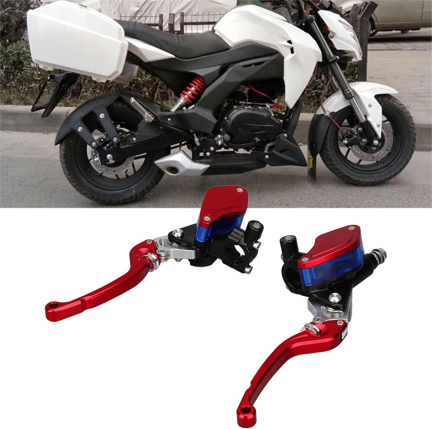 Luocute Universal 22mm Motorcycle CNC Master Cylinder Dual Hydraulic Brake Clutch Levers Kit Gear Adjustable Reservoir Pump for Motorcycles Sport Bike Street Brake Scooter