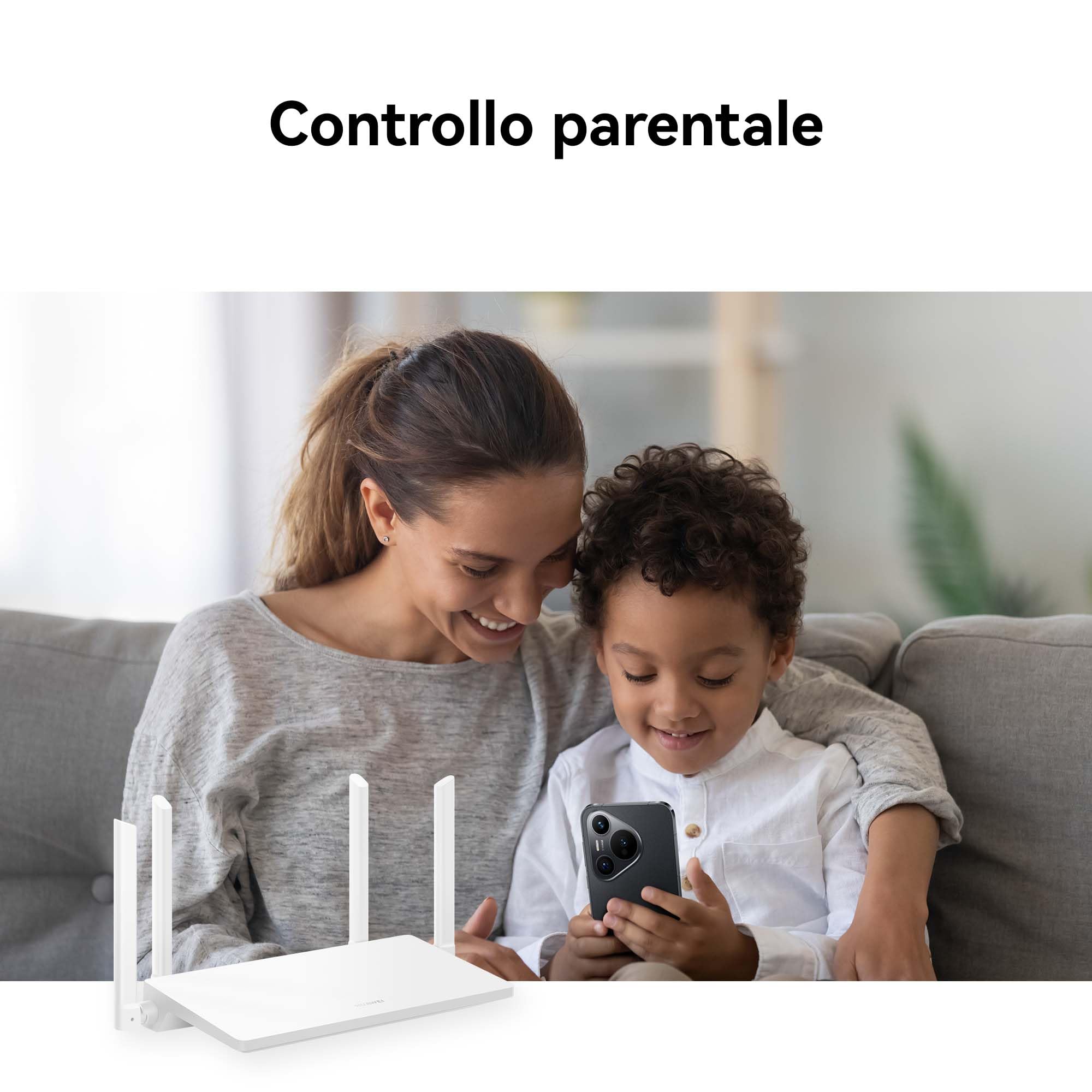 HUAWEI WIFI AX1, Router Wi-Fi 5 dual band AC1200, Velocità elevate, 4 porte Gigabit Ethernet, EasySetting, Diagnosi Wi-Fi visualizzata, Controllo parentale, HomeSec