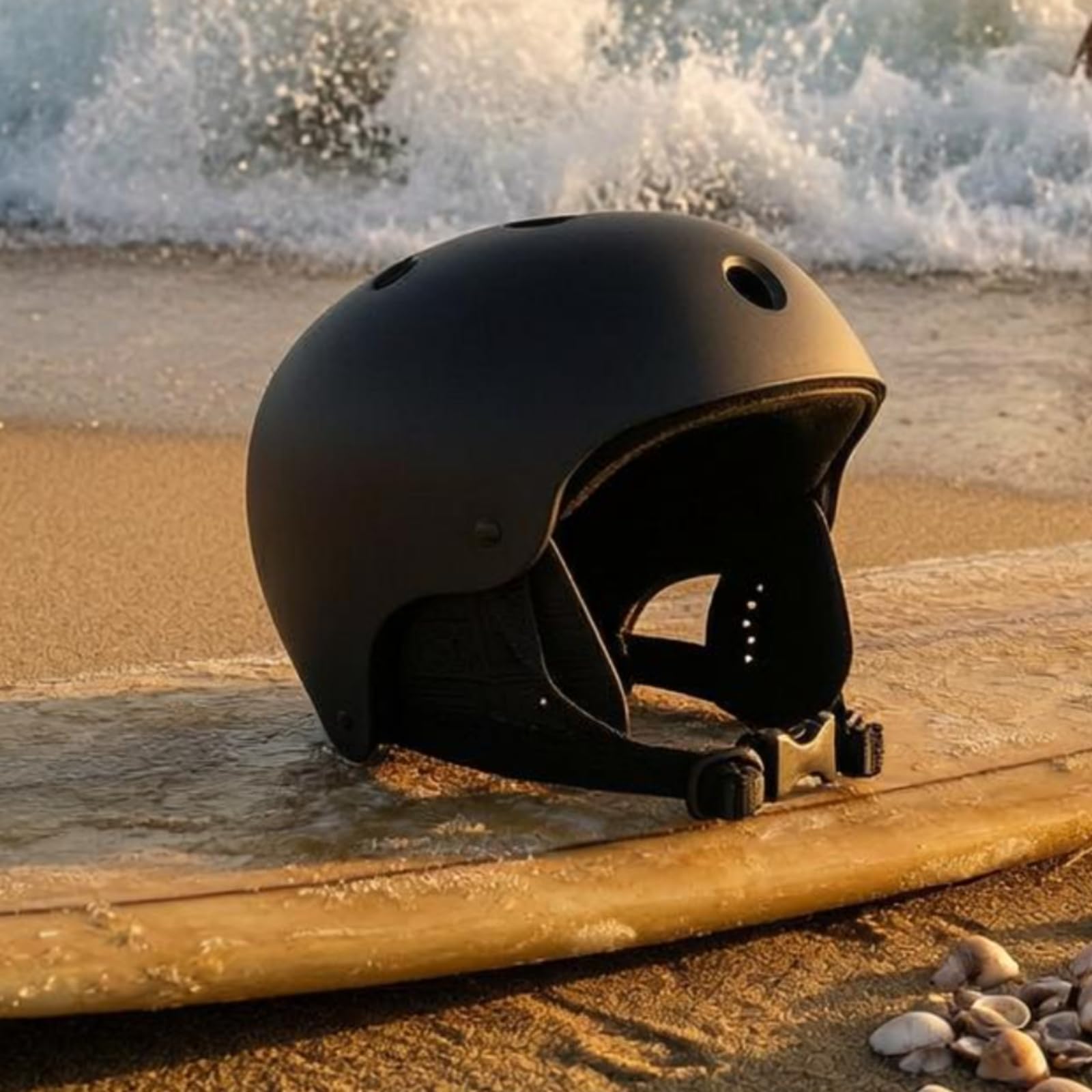 Casco Protector Deportivo Casco Abierto Casco de Surf Casco Ventilado Cubierta Protectora con Caparazón Relleno EVA y Correa de Barbilla Regulable