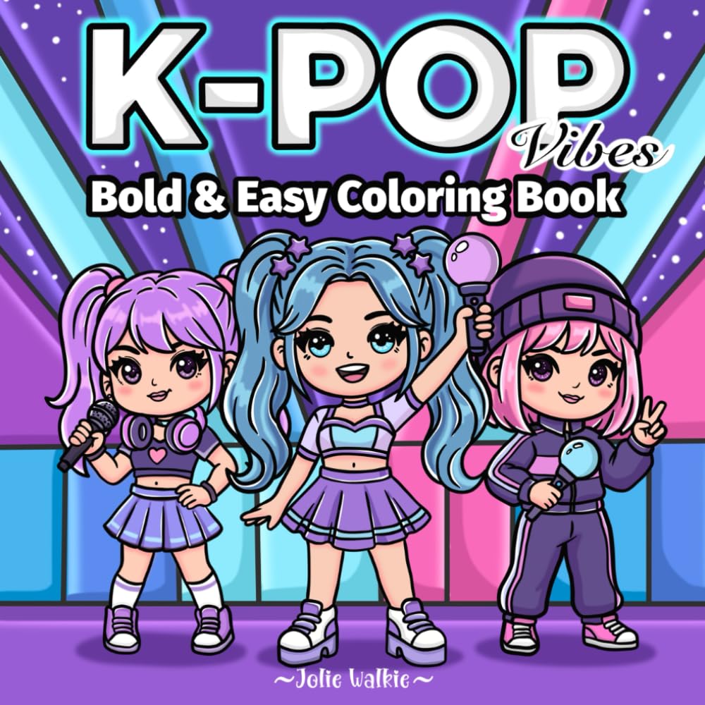K-POP Vibes Bold and Easy Coloring Book: Cute KPop-Inspired Designs to Relax and Color
