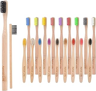 Bamboo Toothbrush for Adult and Kids, Biodegradable Eco-Friendly Natural Organic Bamboo Charcoal Toothbrushes, BPA Free Medium Soft Bristles
