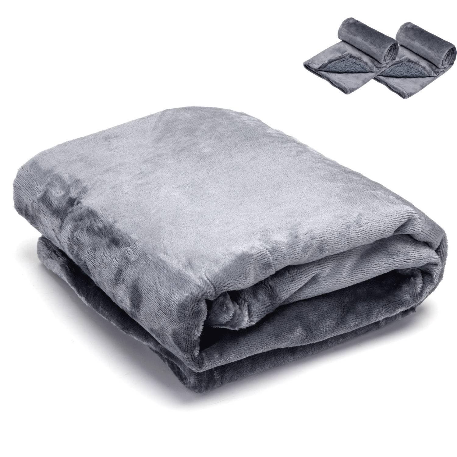 Nobleza 2 Piezas Manta Impermeable Perro, M 100 x 75cm Suave y Esponjosa Manta Mascota, Manta Lavable de Felpa a Prueba de Fugas para Sofá y Cama, Reversible, Gris