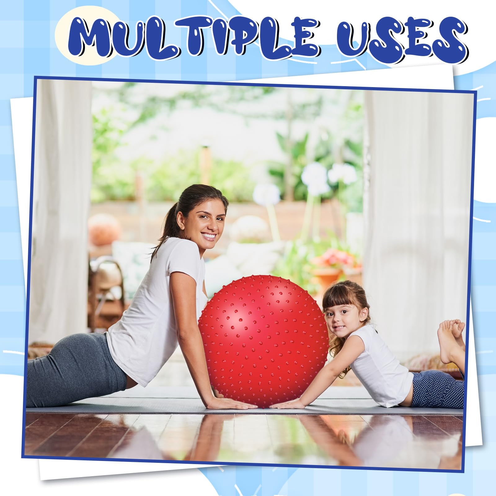 Pelota de masaje sensorial grande con picos táctiles, bolas inflables grandes de 22 pulgadas con bomba de aire para niñas y niños, al aire libre, interior, piscina, playa (rojo) 6