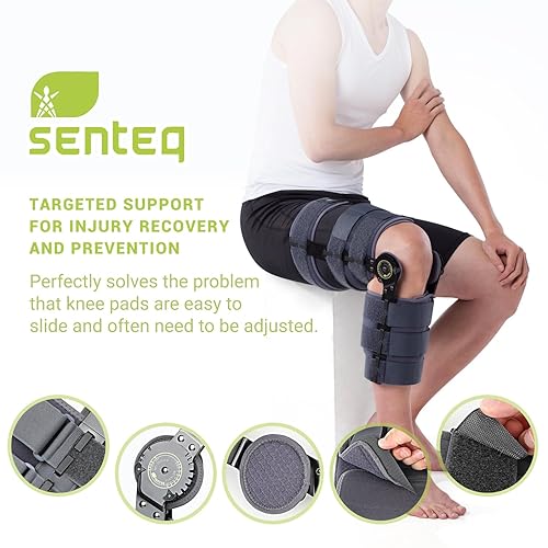 Miniatura 3 de SENTEQ Rodillera ROM ajustable post operacional soporte de rodilla ortesis inmovilizador protector para pierna izquierda y pierna derecha, tanto