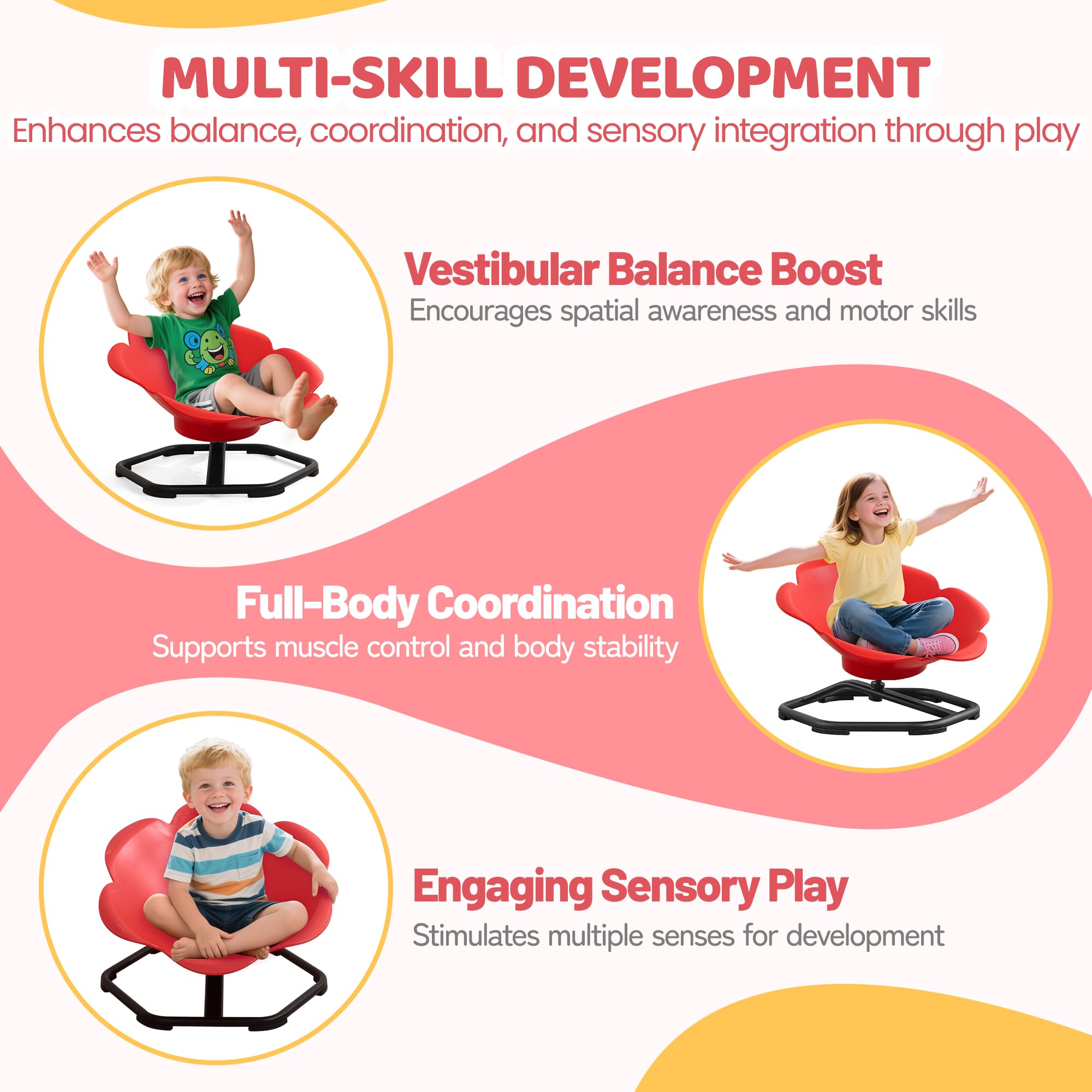 Autismus sensorischer Drehstuhl, Drehstuhl für Kinder, Autismus, Sitz- und Drehspielzeug für Kleinkinder ab 3 Jahren, Autismus, sensorisches Spielzeug für Balance, Training der