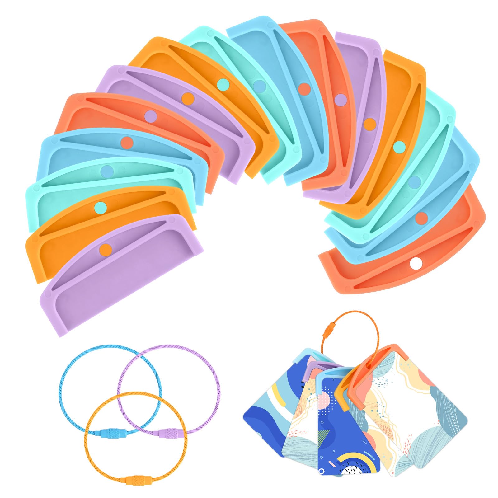 15pcs Card Holder Organizer for Yoto, Reusable Plastic Card Sleeves with 15 Stainless Steel Ring Loops Practical Travel Carrier for Yoto Player Cards Storage Accessories