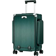 feilario 20in Aluminum Frame Carry On Luggage, Tri-Zone Access Brake Wheels | Front pocket, cup holder and phone holder keep laptop, passport and drinks reachable during airport work trips