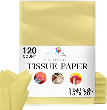 120 Sheets of Ivory/Light Yellow Tissue Paper - 15" x 20" Packing Paper Sheets for Moving - 10lb Wrapping Paper - Newsprint Paper for Packing, Moving Supplies & Protecting Items Crown Display