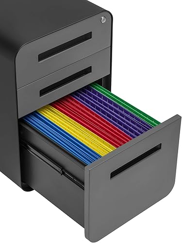 Vista 54 de Stockpile - Archivador móvil de 3 cajones, calidad comercial, preensamblado Negro