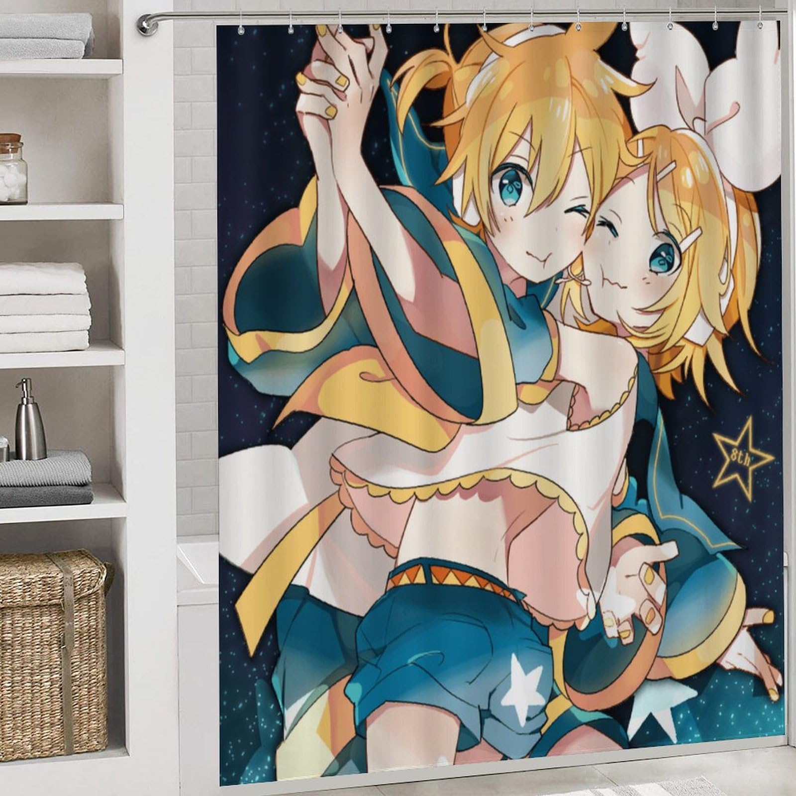 要問い合わせ❤コメント割引　お姫様　宮殿　ルーム　シャワーカーテン Amazon｜シャワーカーテン4点セット 鏡音リン 鏡音レン Vocaloid