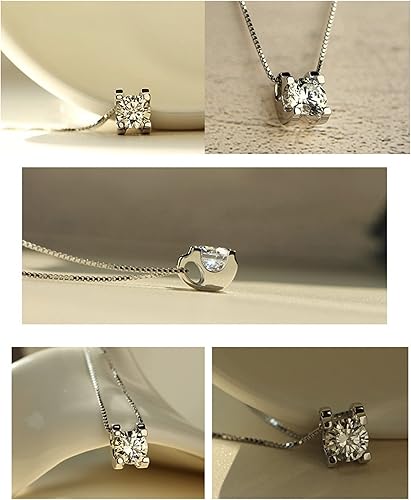 Miniatura 4 de Collar con colgante clásico simple de plata de ley S925 Delicado collar de gargantilla de circonita cúbica de plata Collar con colgante de plata
