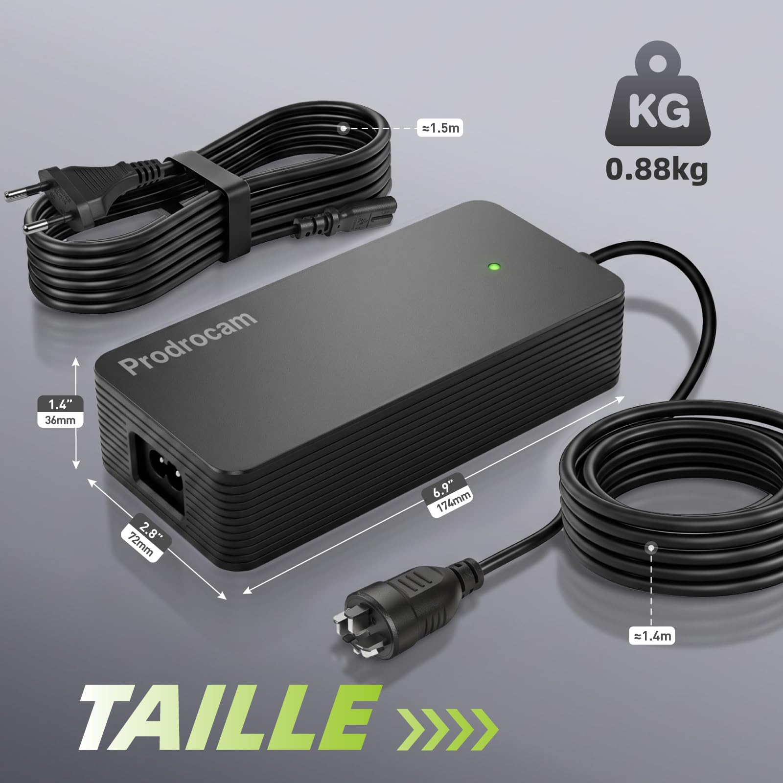 Chargeur 42V 4A pour Bosch Performance/Active Line Vélos | Pour Bosch Vélos Electriques de 36V Moteurs, Pour Batteries PowerPack 400, PowerPack 500, PowerTube 625, PowerTube 750