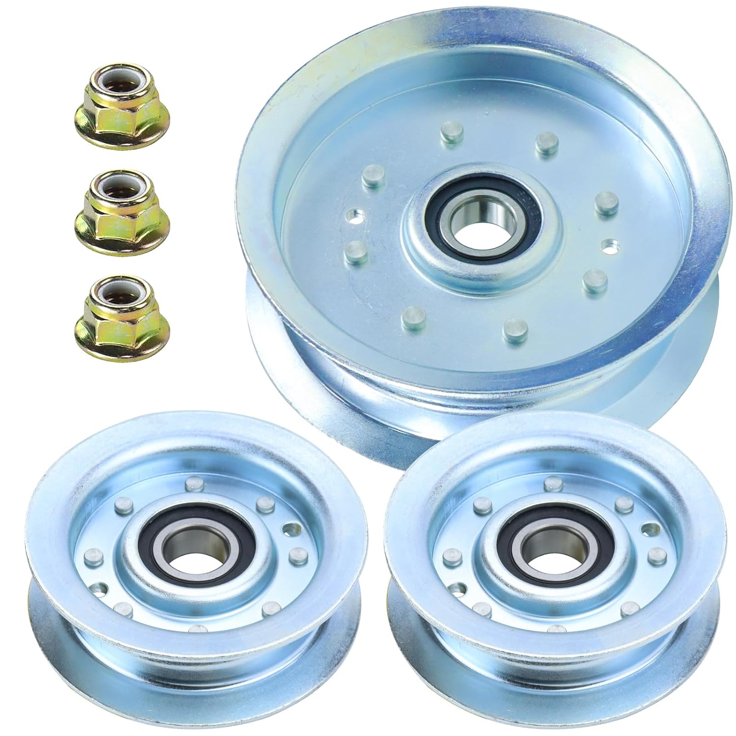 2 Pack GY22172 Idler Pulley with 1 Pack GY20629 Idler Pulley for John Deere 42" 48" D140, D155, D160, E140, E150, E160, E170, L120, L130, LA145, LA165, S140, S160, S170 Mowers