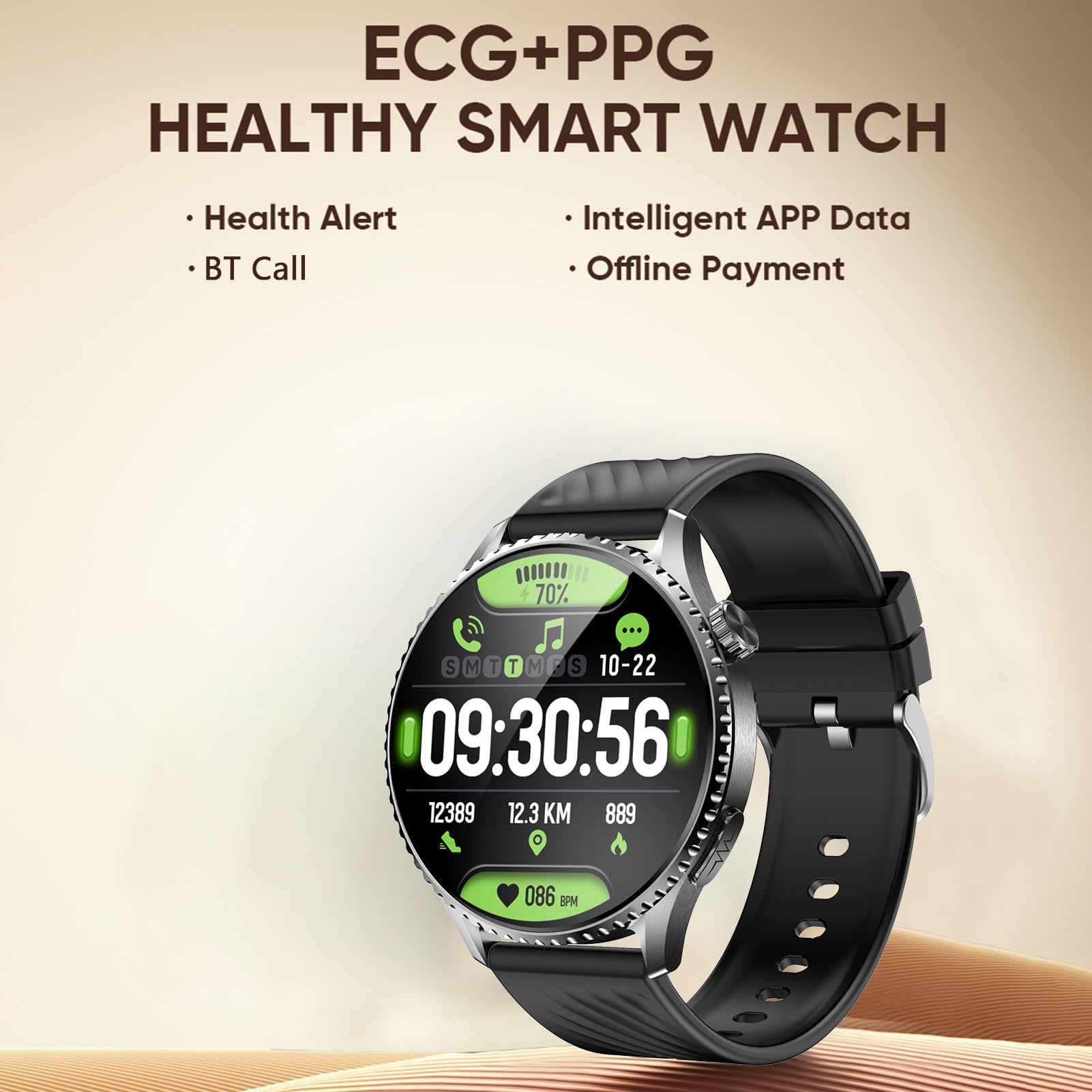 Tosuny Inteligentny Zegarek dla Mężczyzn i Kobiet, Smartwatch Fitness z Wyświetlaczem 1,56 ", ponad 50 Trybów Sportowych, Monitorowanie Zdrowia i Tętna, Połączenie Bluetooth i kontrolę (BLACK)