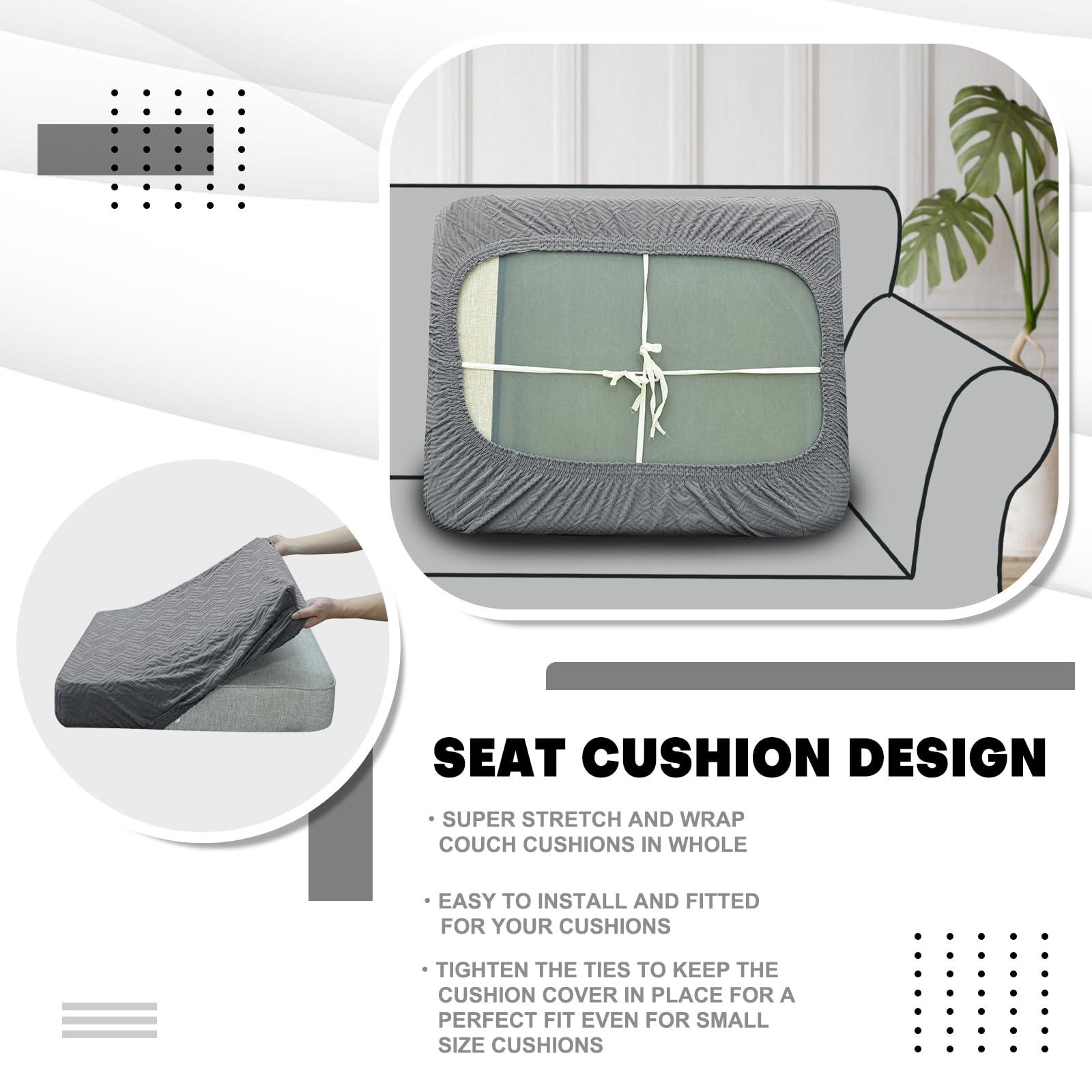 CHELZEN Stretch Sofa Seat Cushion Cover, Fitted Sofa Cushion Slipcovers, Couch Cushion Covers - Image 3