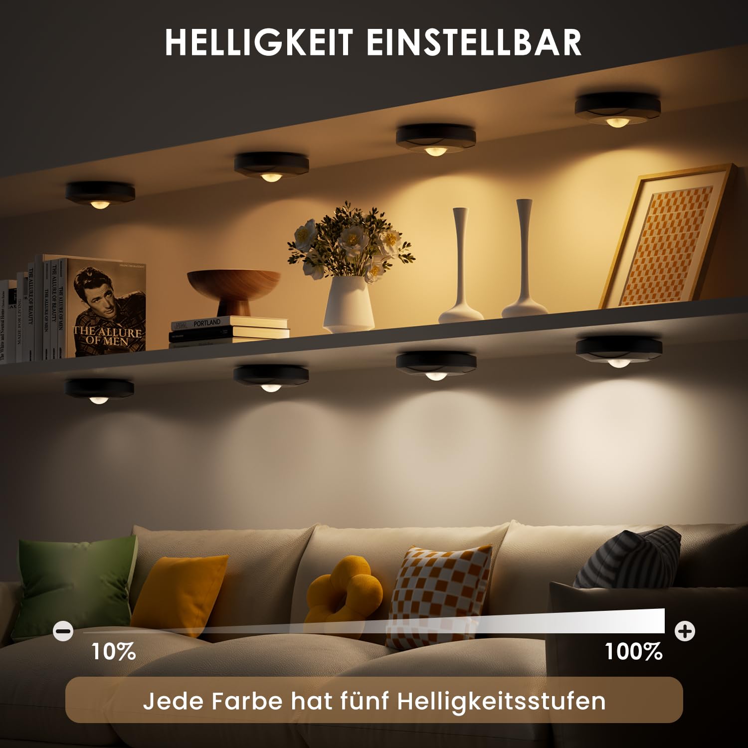 6er Pack USB-LED Spots Mit Fernbedienung – Dimmbare Unterbauleuchten Mit Timer & Magnethalterung