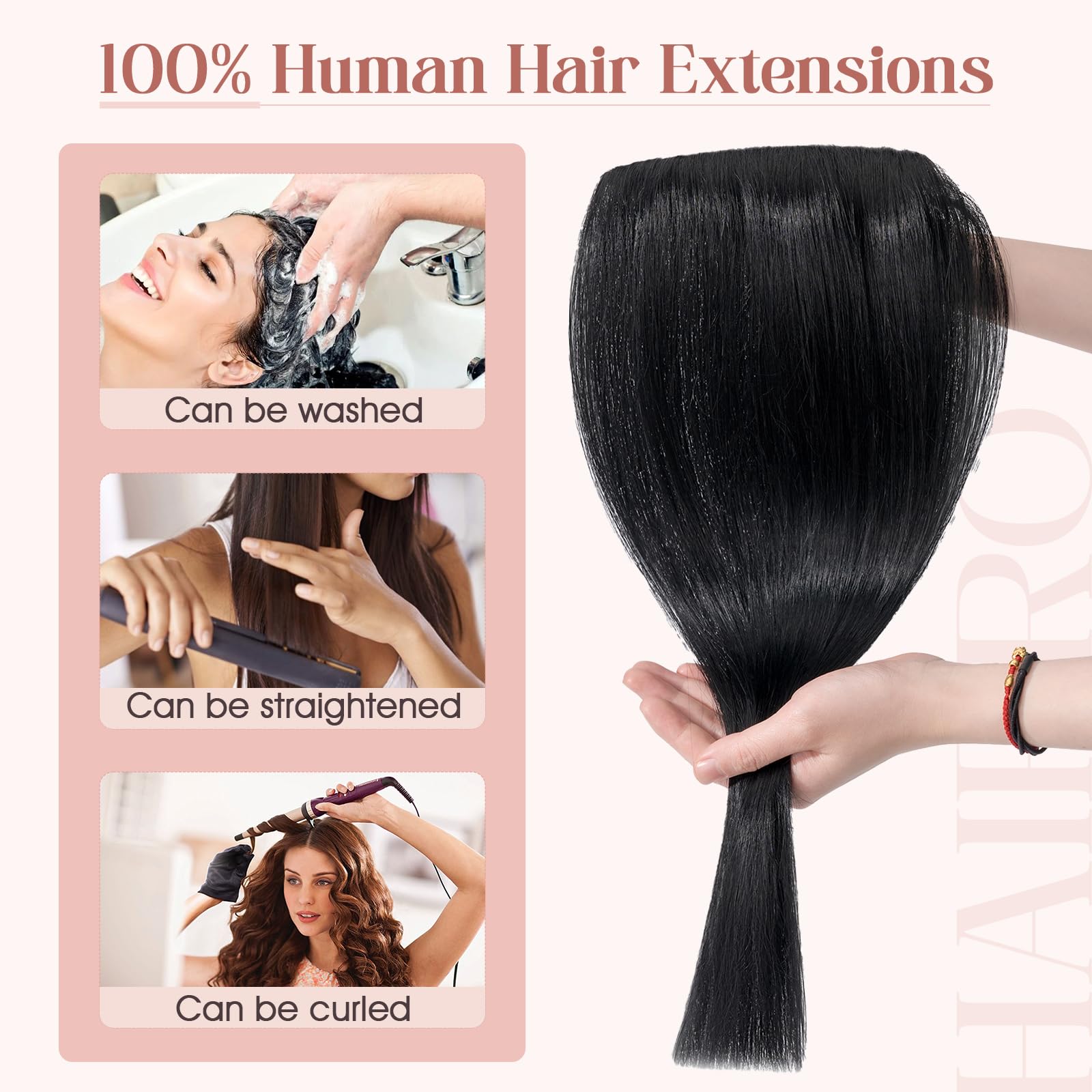 Amazon.com : Hairro 20 Inch Clip in Human Hair Extensions  display picture 2