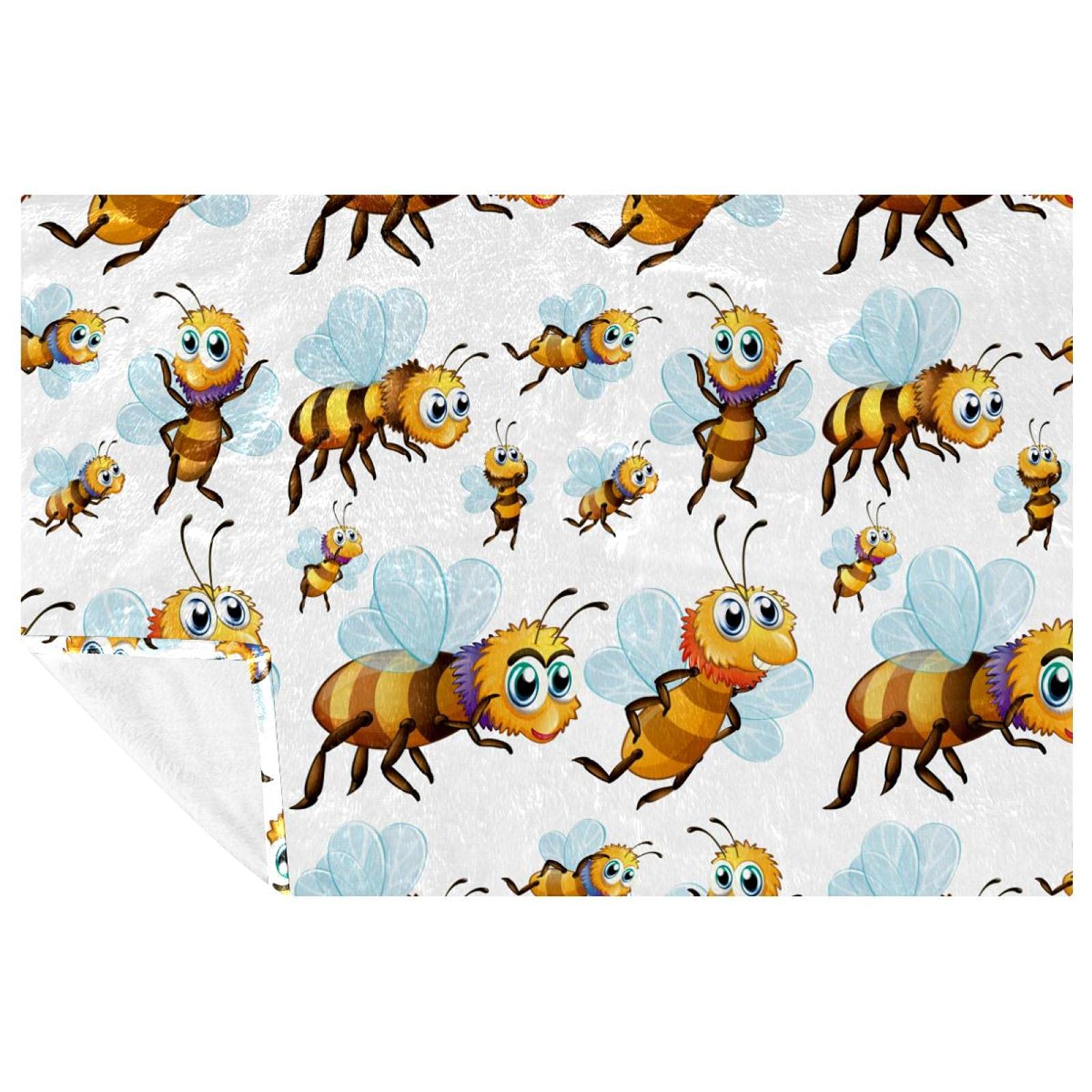 Couverture chaude et douce Little Bees pour canapé et sorties plage
