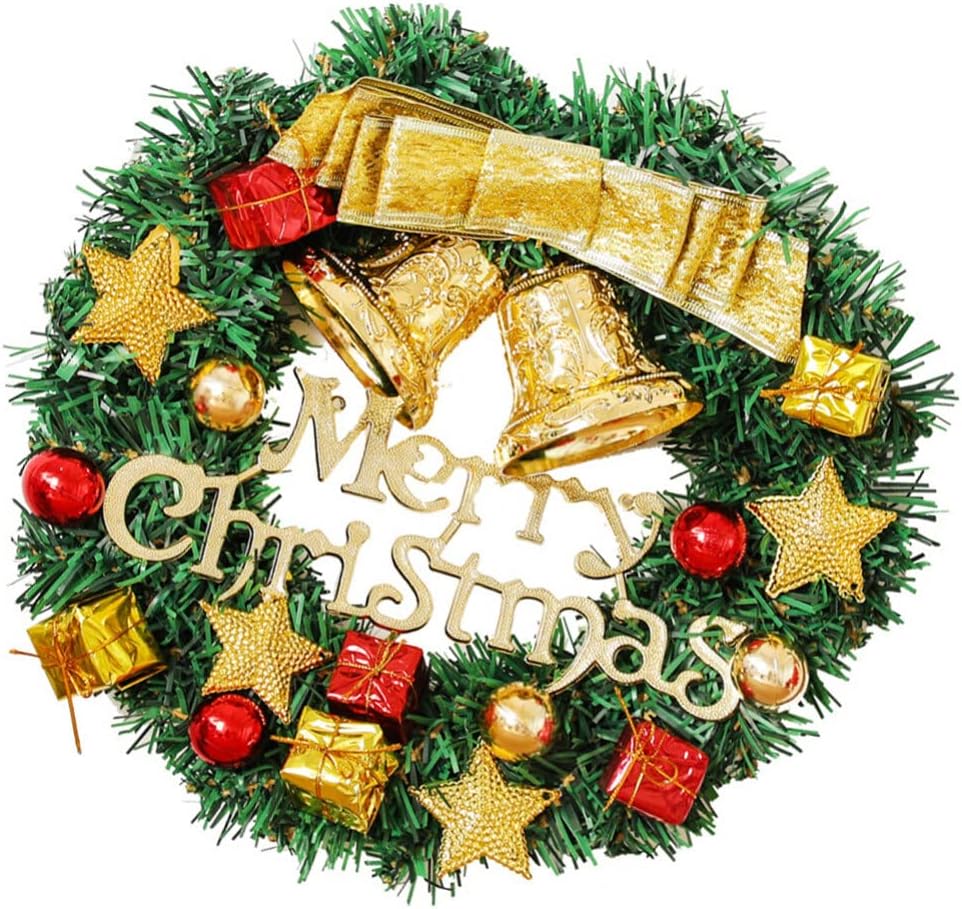 TOYANDONA 1pc Merry Christmas Wreath Bowknot Artificial Garland for Wall and Window Decoration Festive Home Decor for Holiday Parties and Family Gatherings