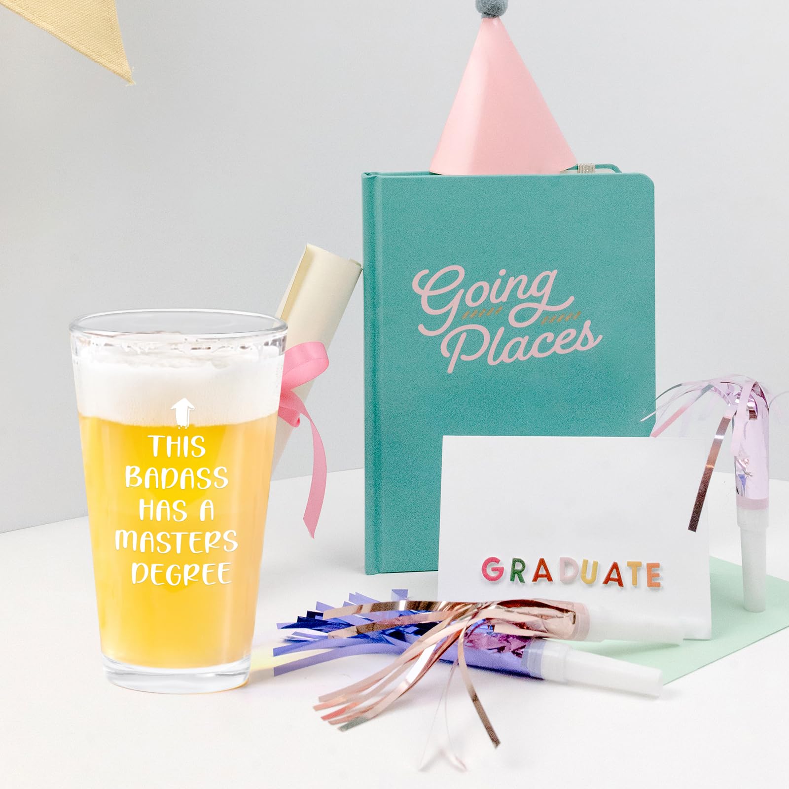 Futtumy Masters Degree Beer Glass - 15Oz, Graduation Gift for Him Men, Badass Design Beer Glass, Masters Gegree Graduation Gifts for Him Men, Perfect for Home or Office Use