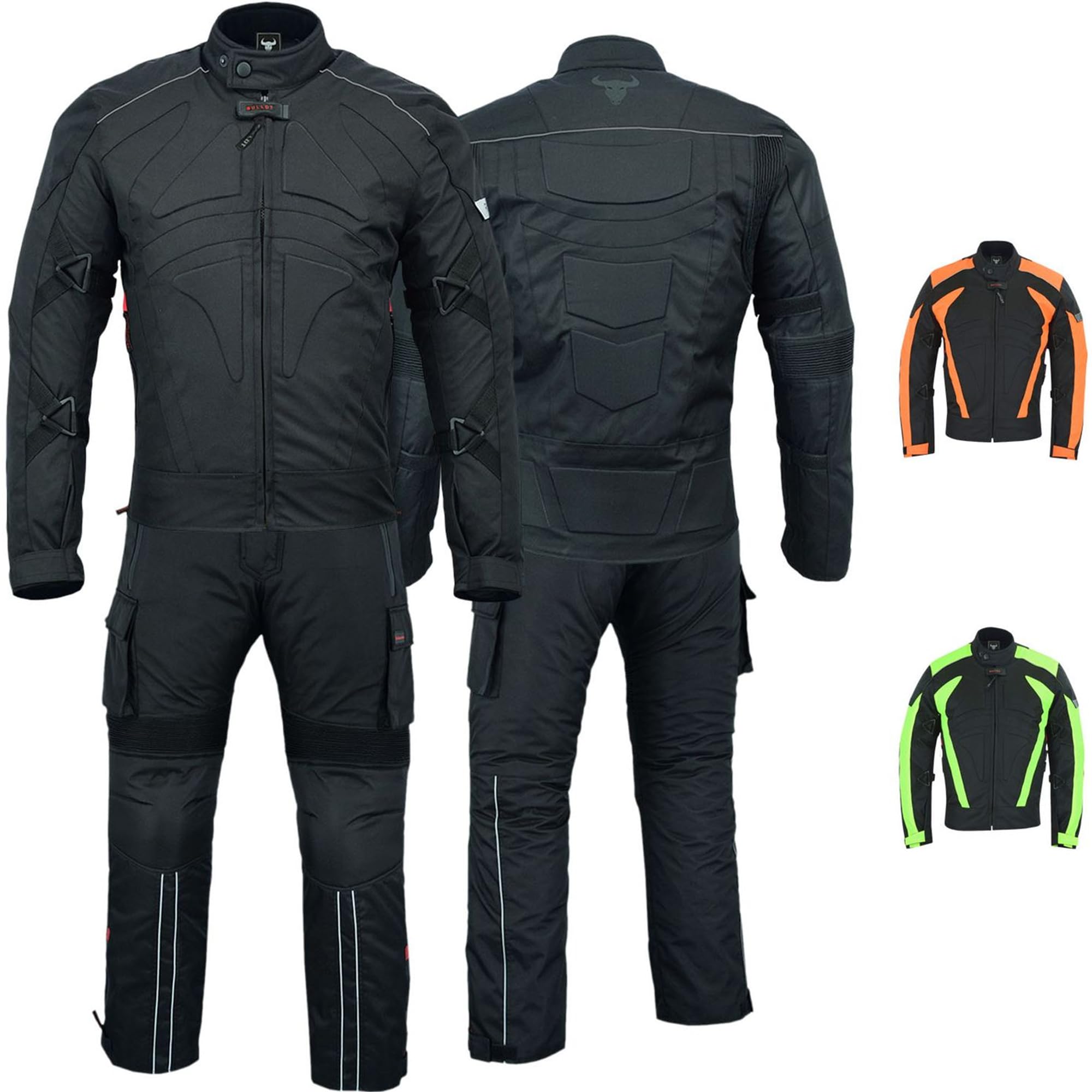 BULLDT Herren 2-teiliger Motorradkombi mit CE-Protektoren – Jacke & Cargo Motorradhose, 4-lagig, Winddicht, Abnehmbares Thermofutter, 9 Taschen, Reflektierende Elemente, für Sommer & Winterfahrten