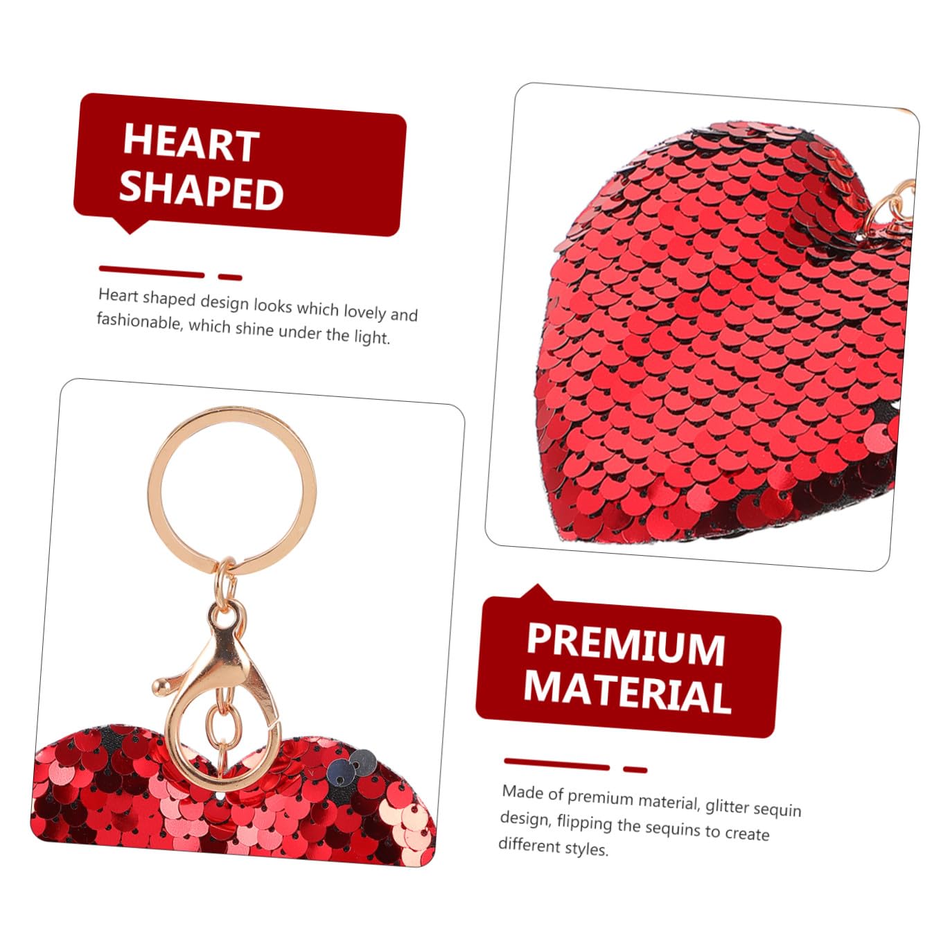 GALPADA Pezzi portachiavi con paillettes ciondolo a cuore portachiavi glitterato con paillettes decorazioni per appendere chiavi portachiavi a cuore con paillettes pendente lega