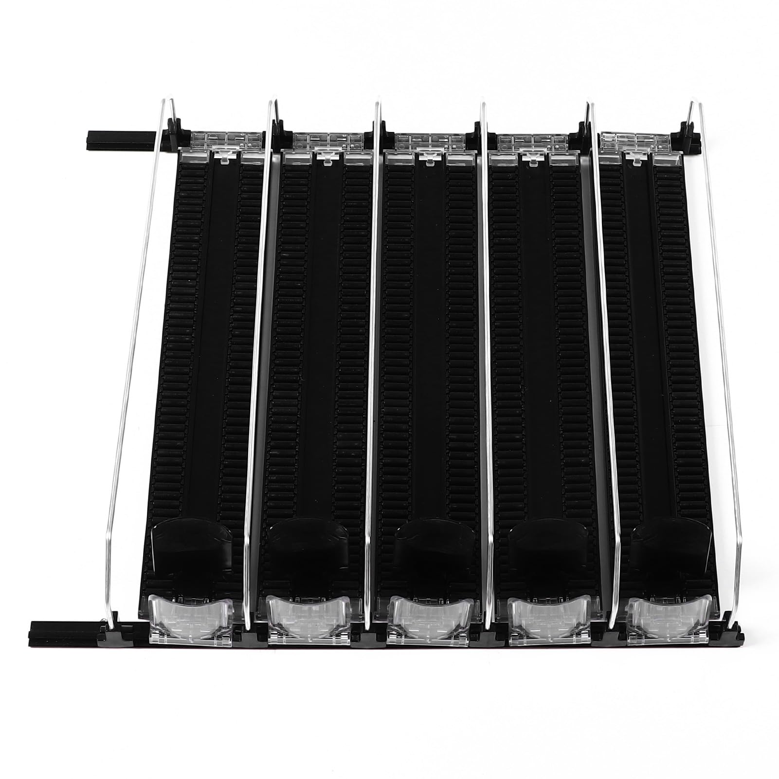 Dispensador de Bebidas para Nevera Ancho Ajustable Dispensador de Latas de Soda Autoempujante Organizador de Bebidas a Prueba de Lluvia para Soda Cerveza Jugo Material ABS Negro (5 uds.)