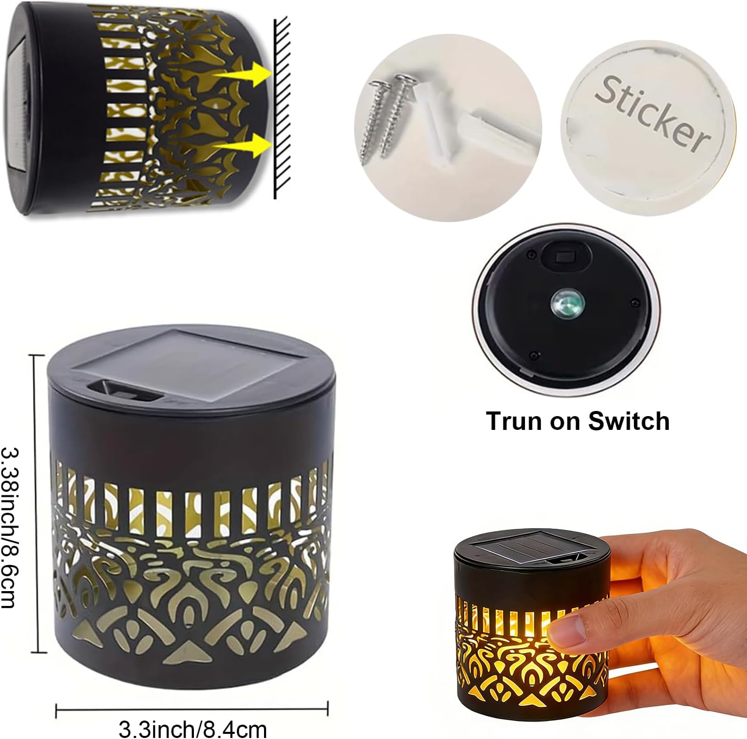 Decorative Solar Mandala Lights, 2026 Upgrade Outdoor Metal Solar Mandala Lights, Waterproof Mandala Theme Fence Light for Garden Backyard Post Patio Yard (2 Pcs)