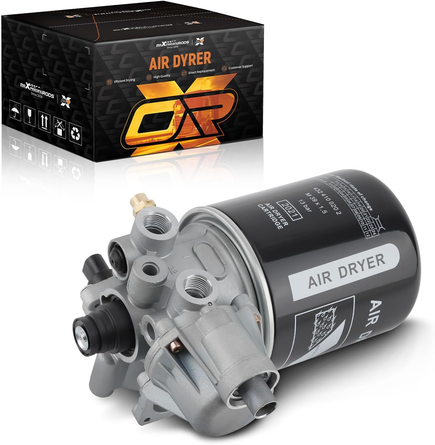 maXpeedingrods Air Dryer for Meritor System Saver 1200 Series, replacement for R955205 4324130010 12V Interior Cab Fresh Air Filter for Peterbilt, Black