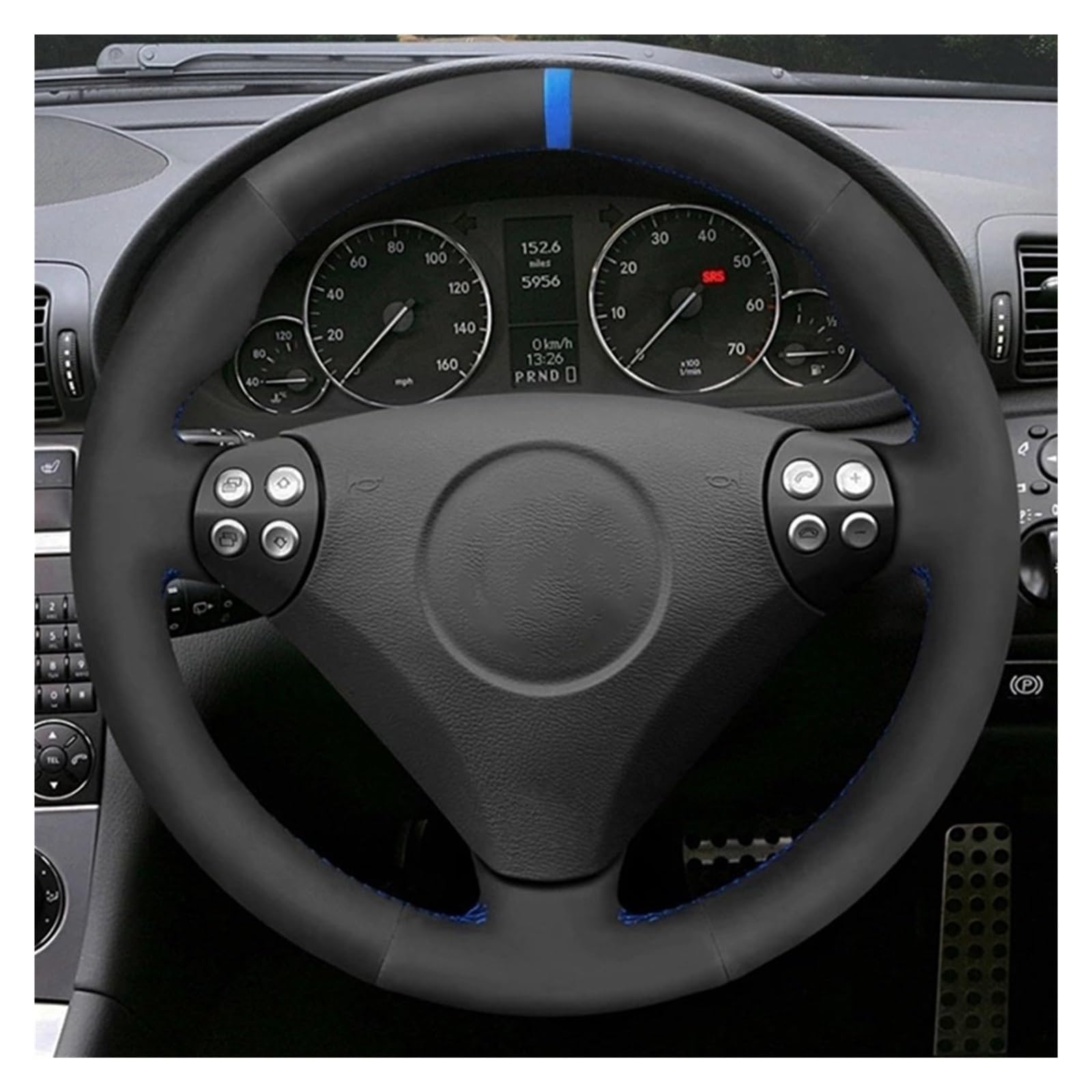 Auto Coprivolante Per Benz Per Classe-C Per W203 2004 2005 2006 2007 Coprivolante Per Auto Personalizzato Treccia Antiscivolo Coprivolante Protezione (Colore : Brown Thread)
