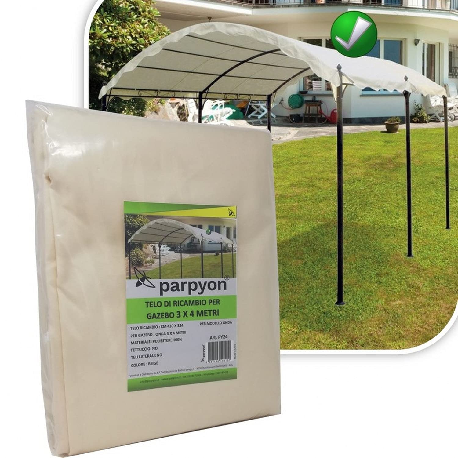 Telo Di Ricambio Per Gazebo Cadice 3x3m In Poliestere Idrorepellente Avorio - Foto 10