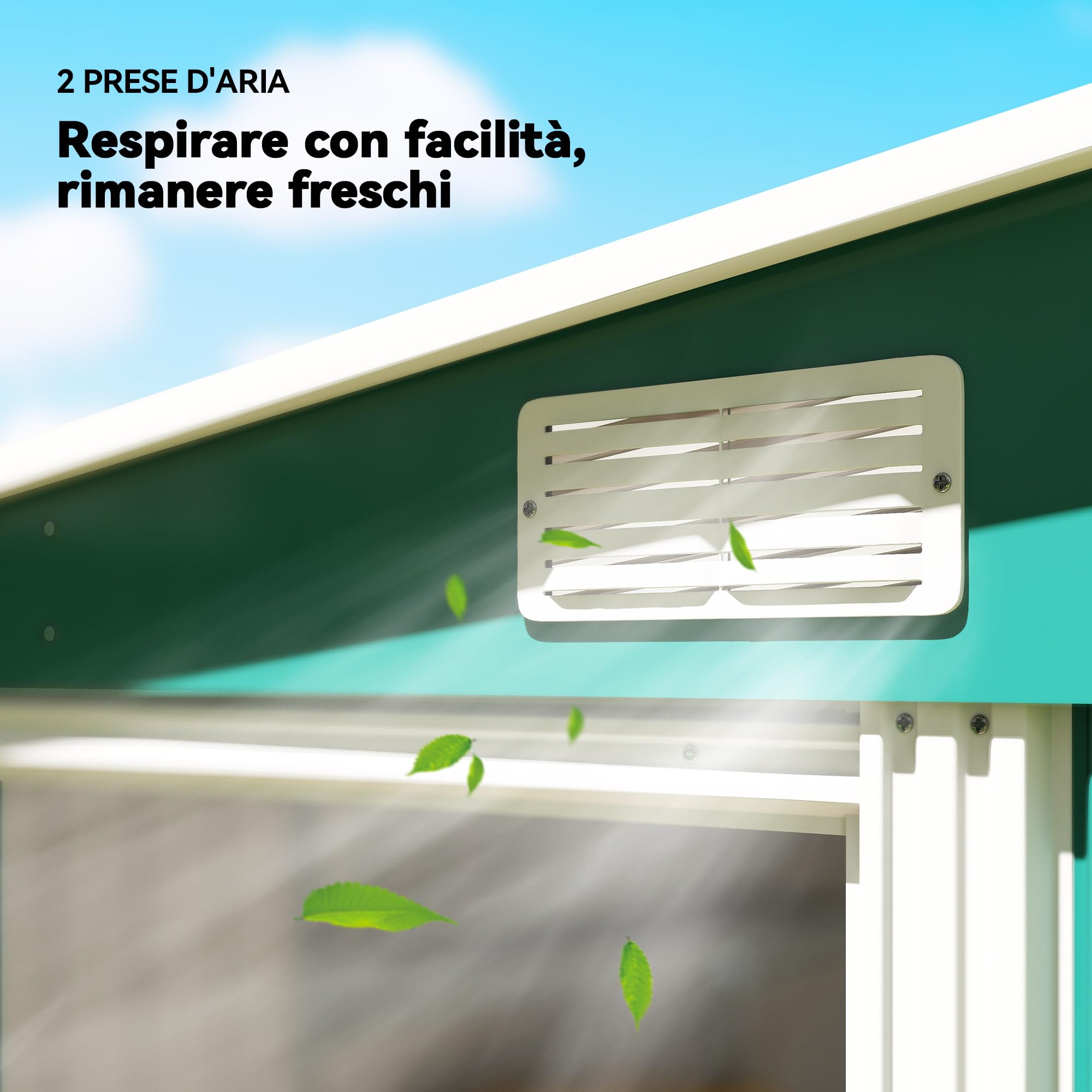 Outsunny Casetta da Giardino 2.81m² Acciaio Zincato Capanno Porta Attrezzi Addossato Porta Scorrevole Tetto Inclinato Verde