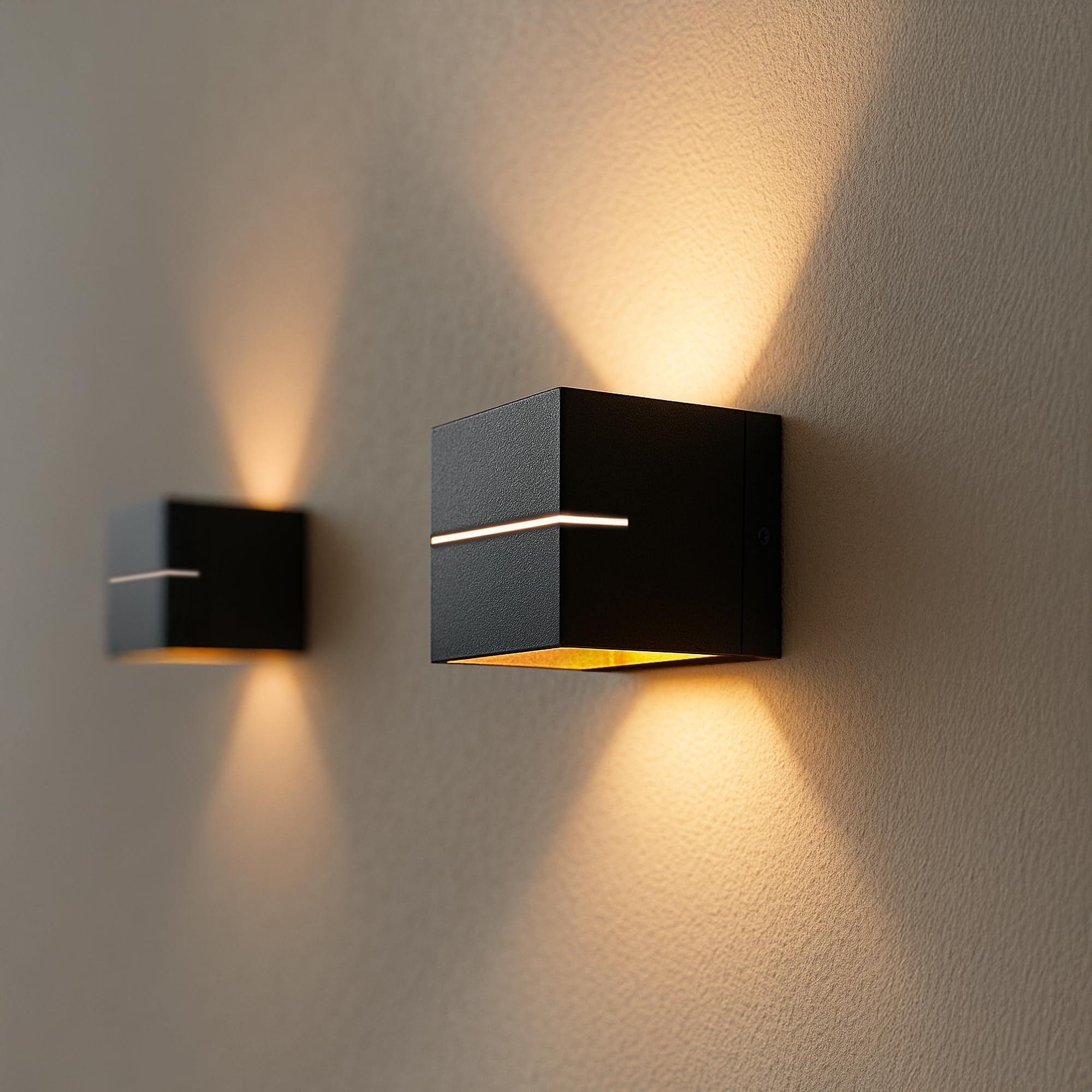 KOURA indirekte Wandleuchte schwarz mit Lichtschlitz - Wandlampe Gold Design Up Down Leuchte für 1x G9 LED