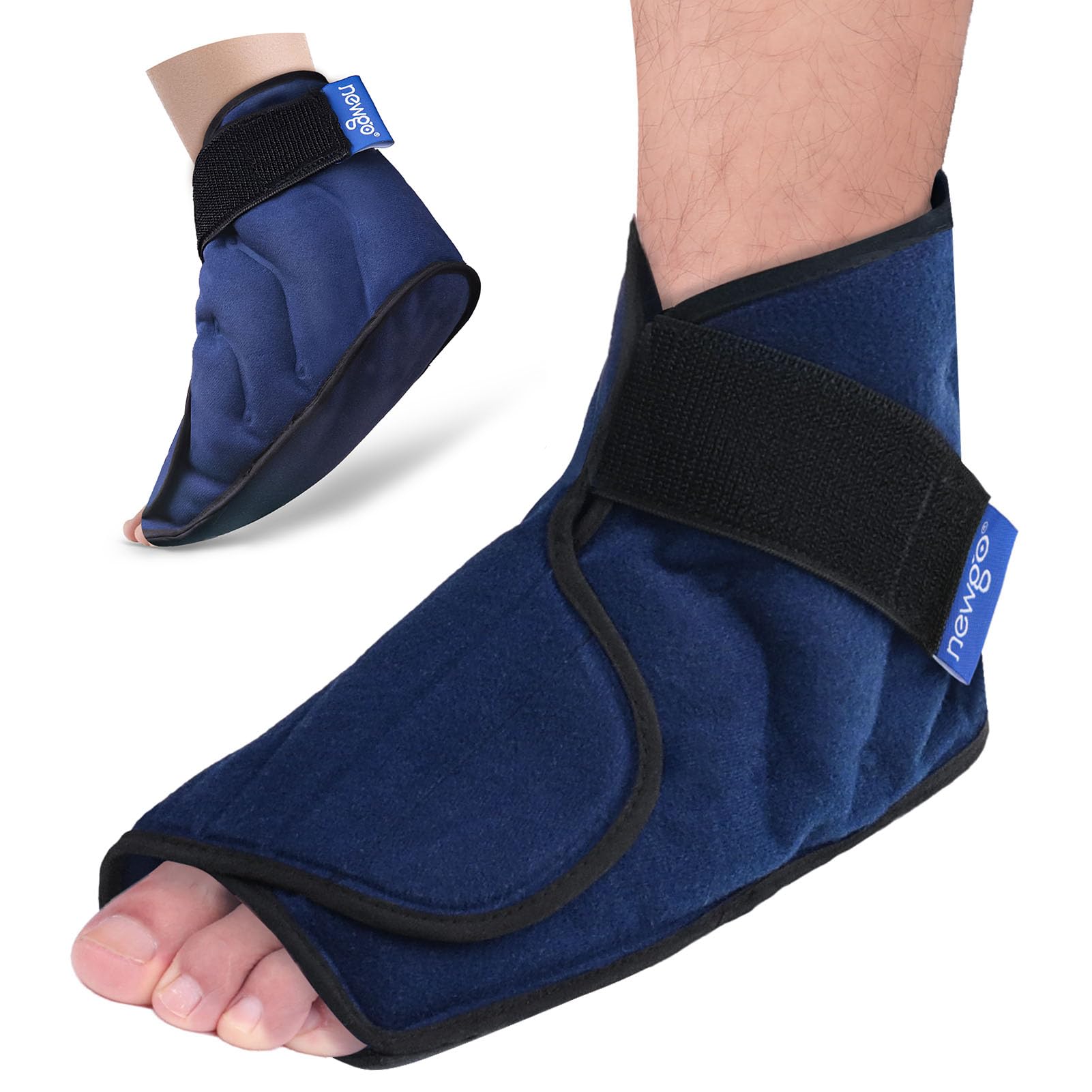 NEWGO Ice Pack for Foot Reusable Foot Ice Pack Wrap, Cold Therapy Boot Ankle Heel Ice Pack Wrap for Post-Surgery Recovery, Plantar Fasciitis, Swelling & Achilles Pain Relief - Blue